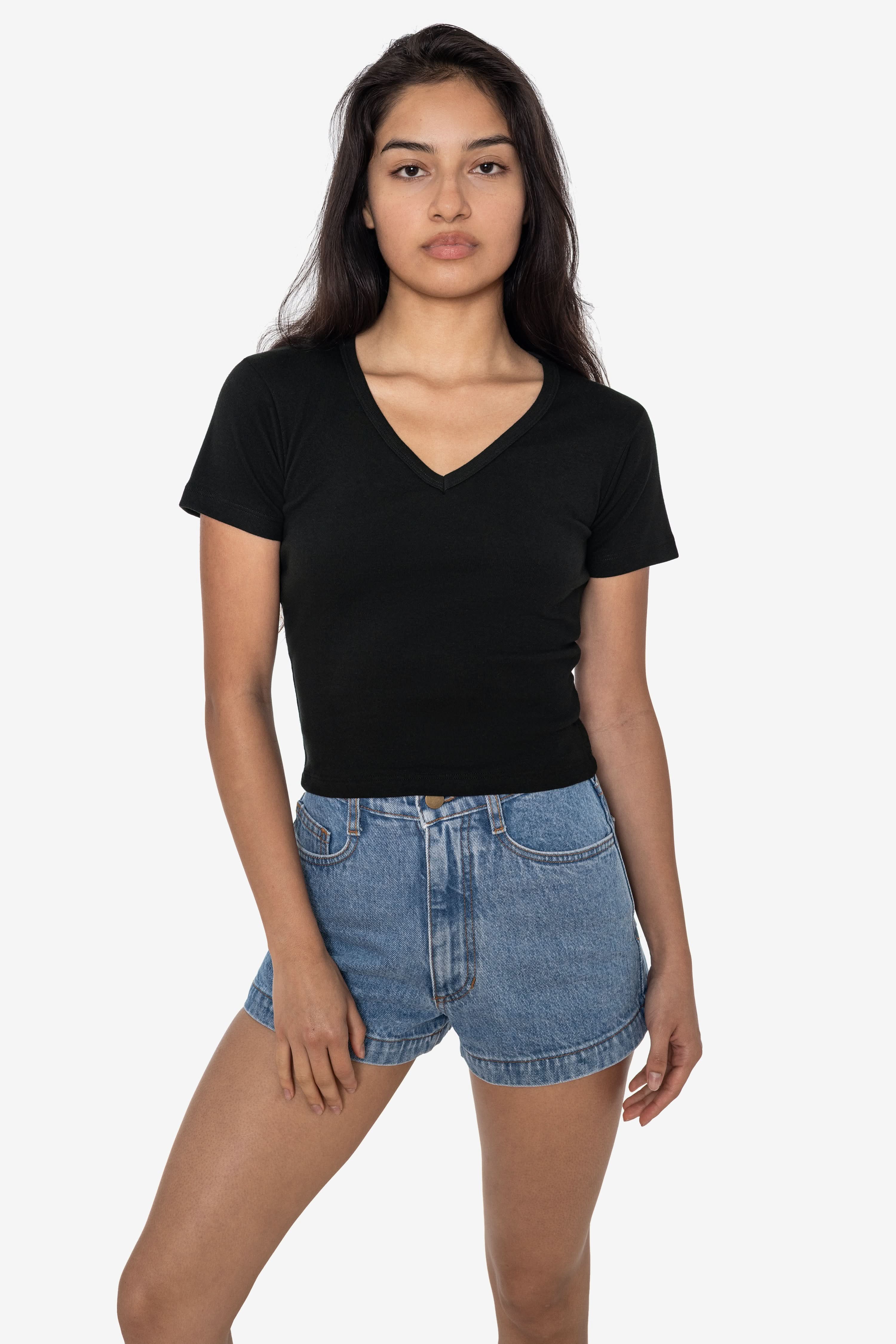 4356 - Baby Rib Short Sleeve V-Neck Crop Tee - Image 12