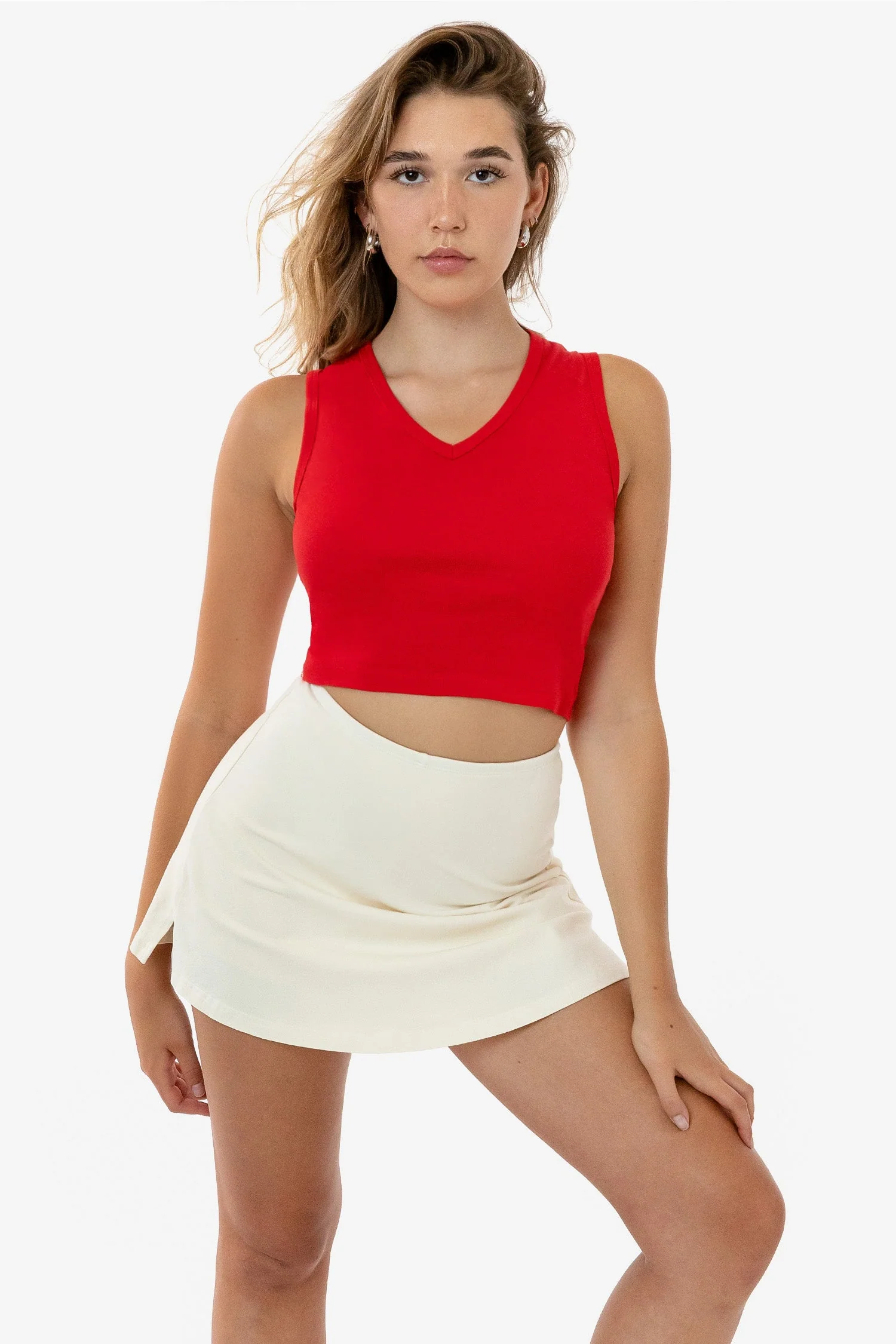 4357 - Baby Rib Sleeveless V-Neck Crop Tank - Image 4