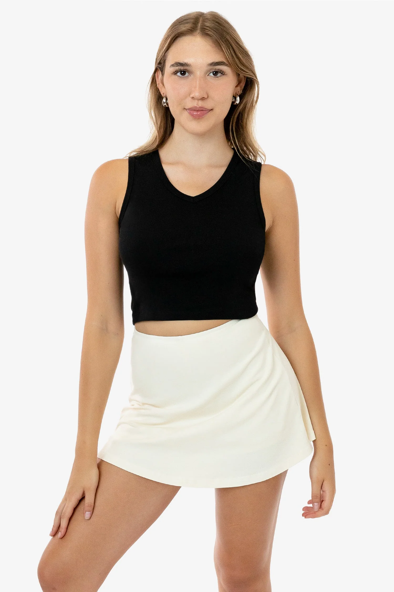 4357 - Baby Rib Sleeveless V-Neck Crop Tank - Image 7