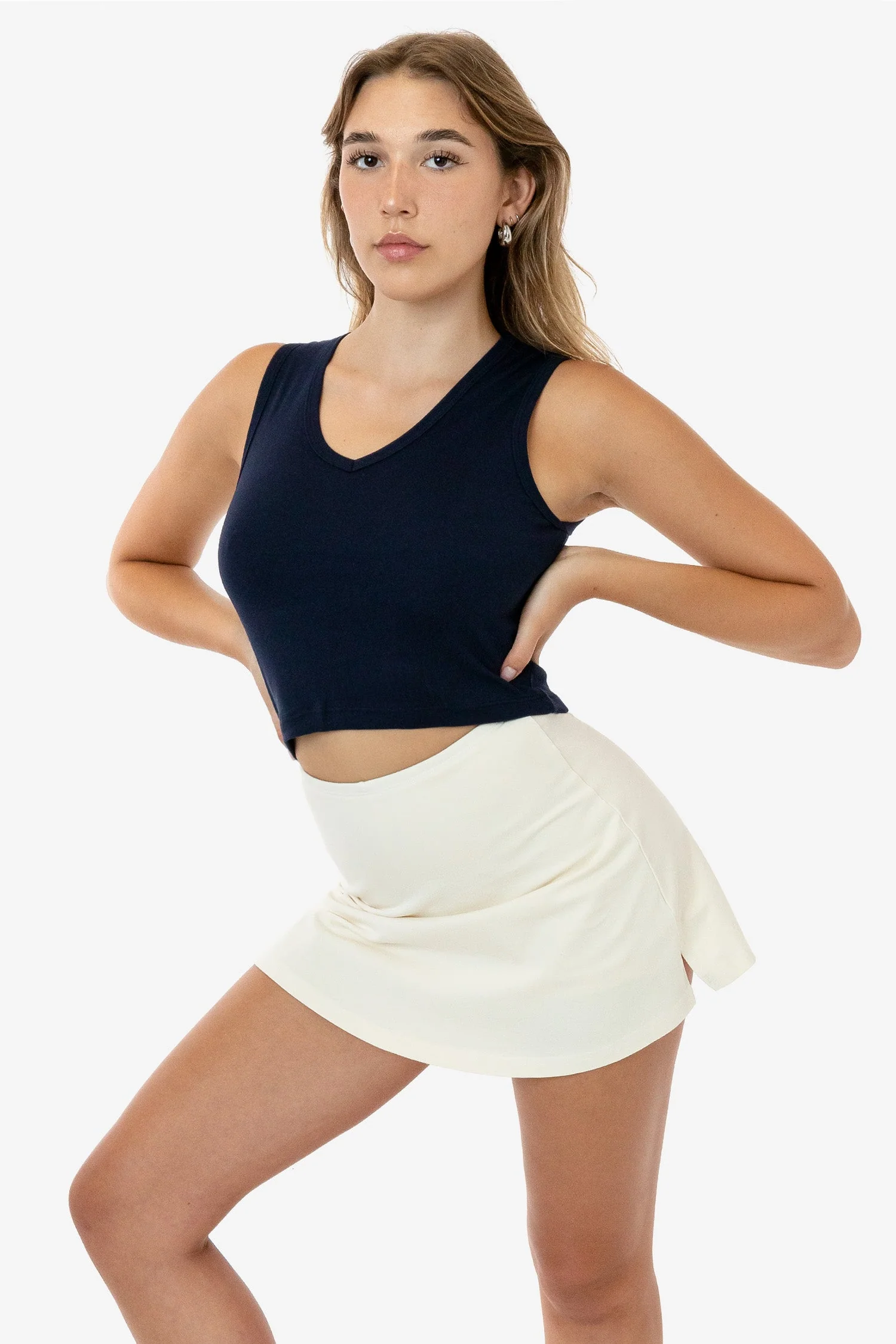 4357 - Baby Rib Sleeveless V-Neck Crop Tank - Image 8