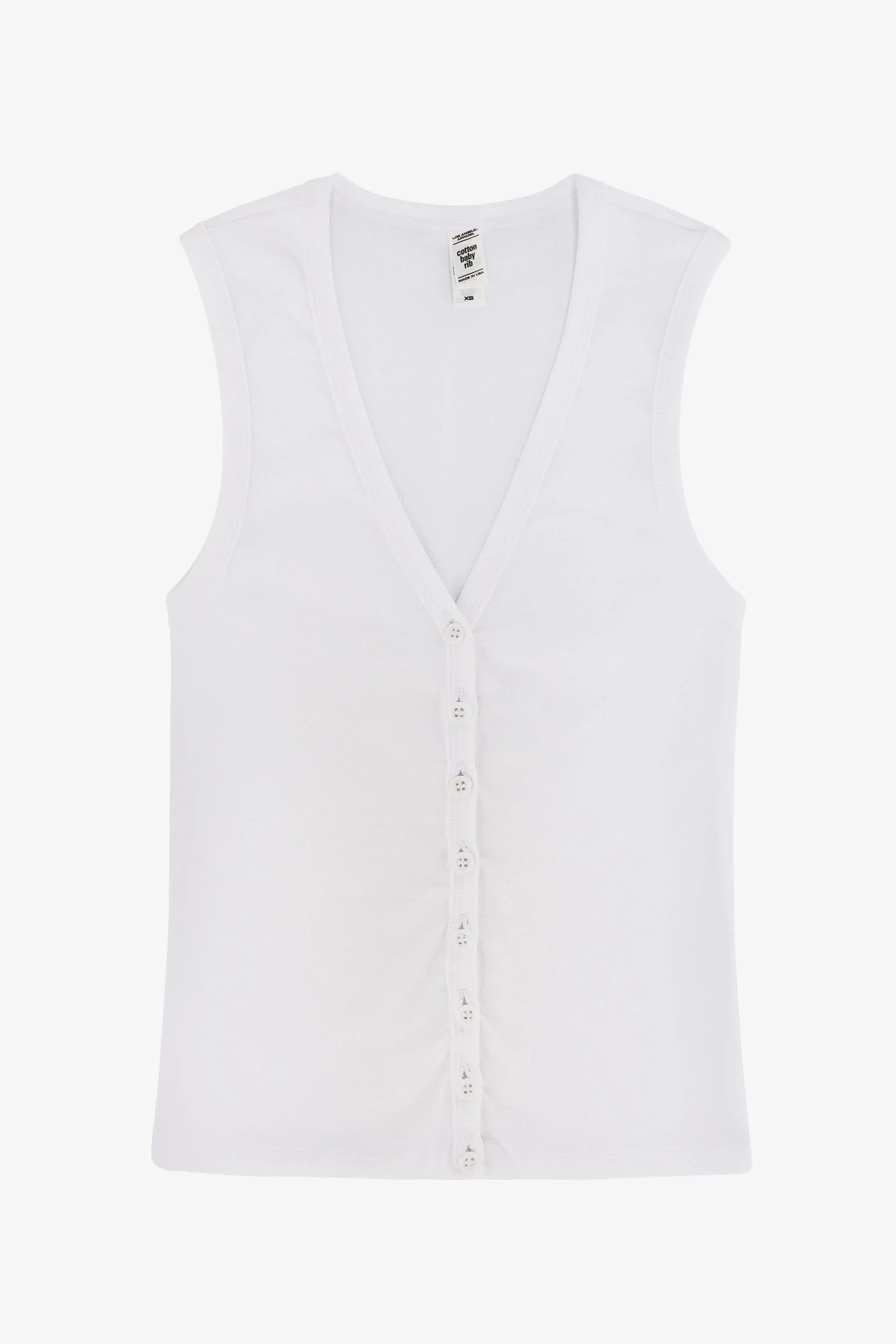 43575X - Baby Rib Sleeveless V Neck Button Up Top - Image 10