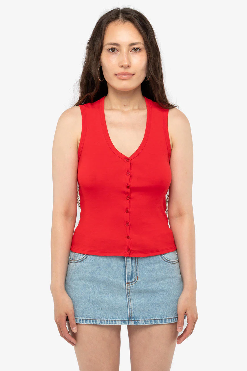 43575X - Baby Rib Sleeveless V Neck Button Up Top - Image 28