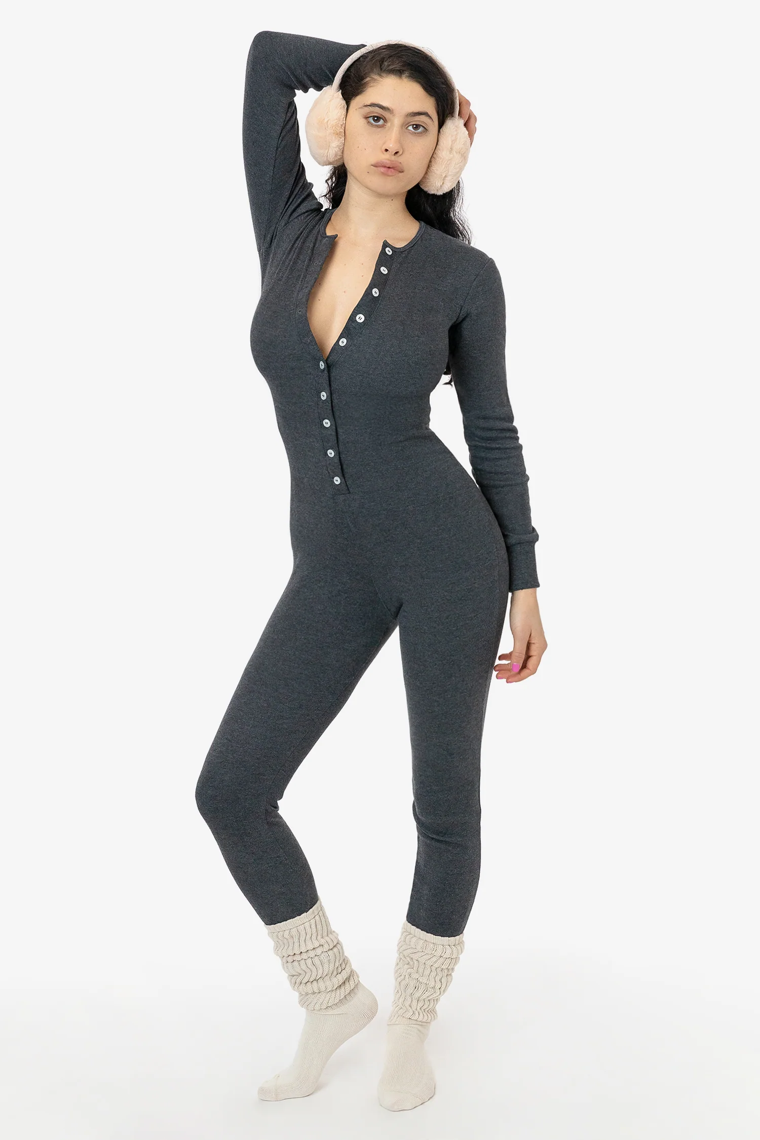 4390 - Poly Cotton Rib Henley One Piece - Image 4