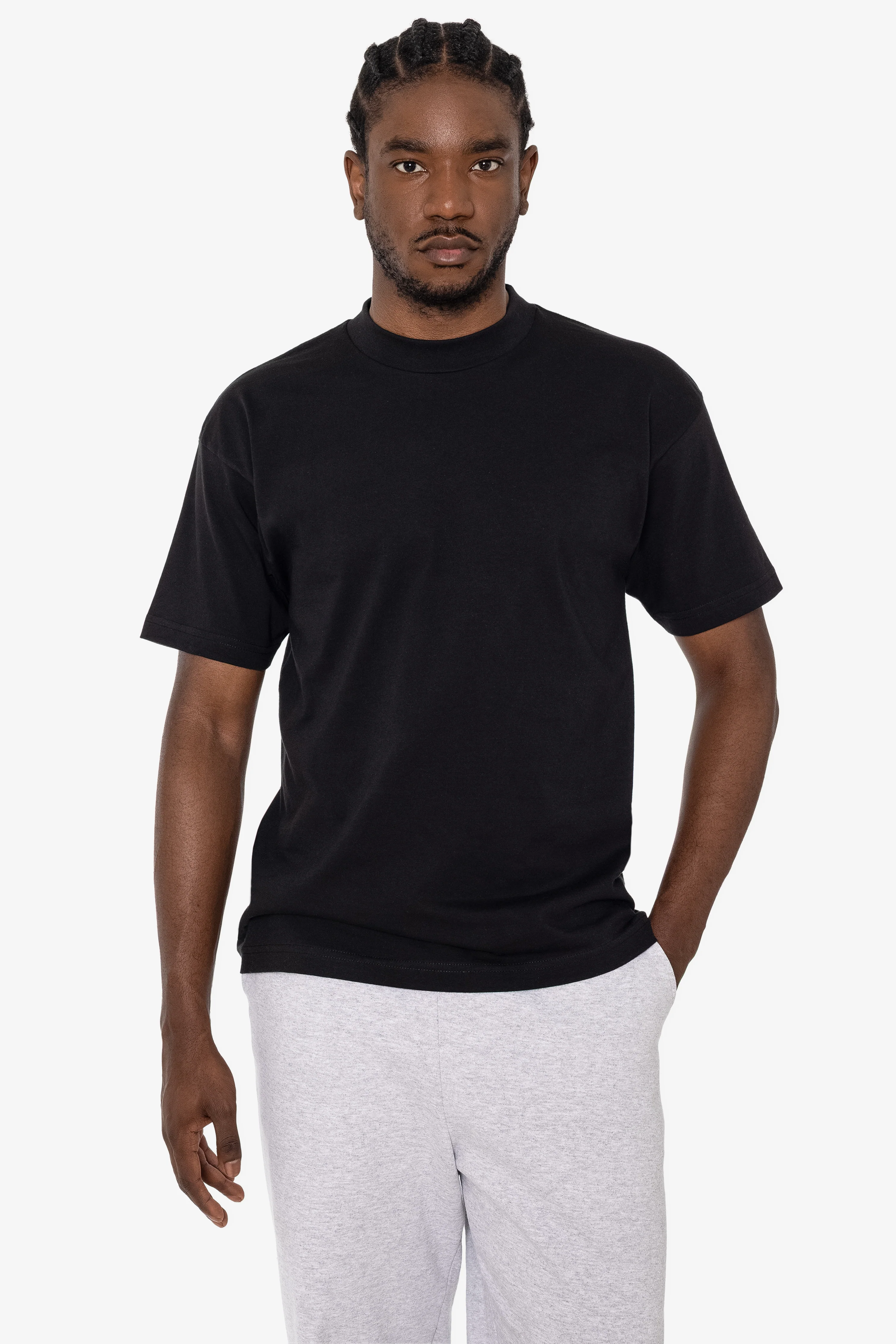 2017MN - 6.0oz Mock Crew Neck Heavy Combed Cotton T-Shirt - Image 10