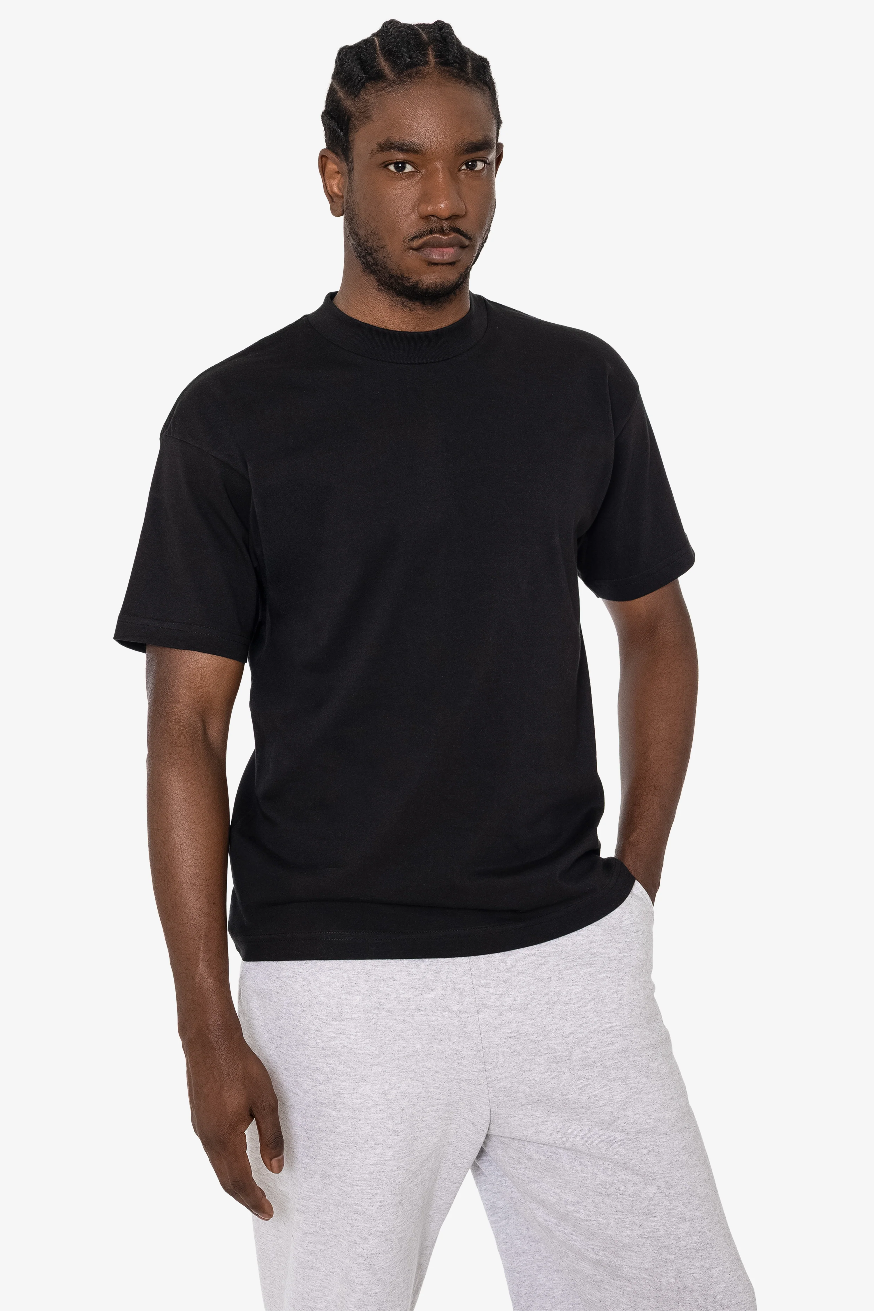 2017MN - 6.0oz Mock Crew Neck Heavy Combed Cotton T-Shirt - Image 11