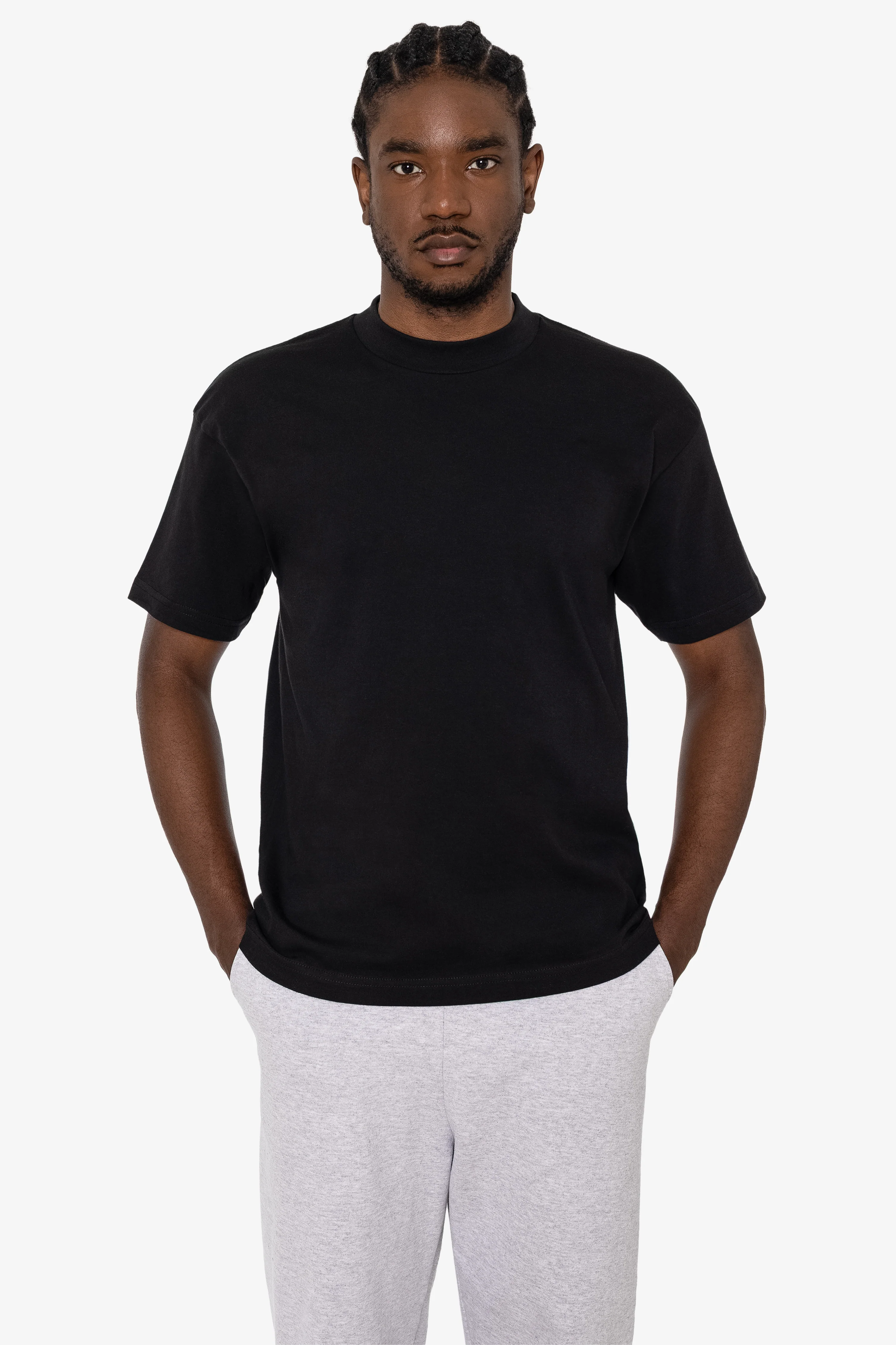 2017MN - 6.0oz Mock Crew Neck Heavy Combed Cotton T-Shirt - Image 12