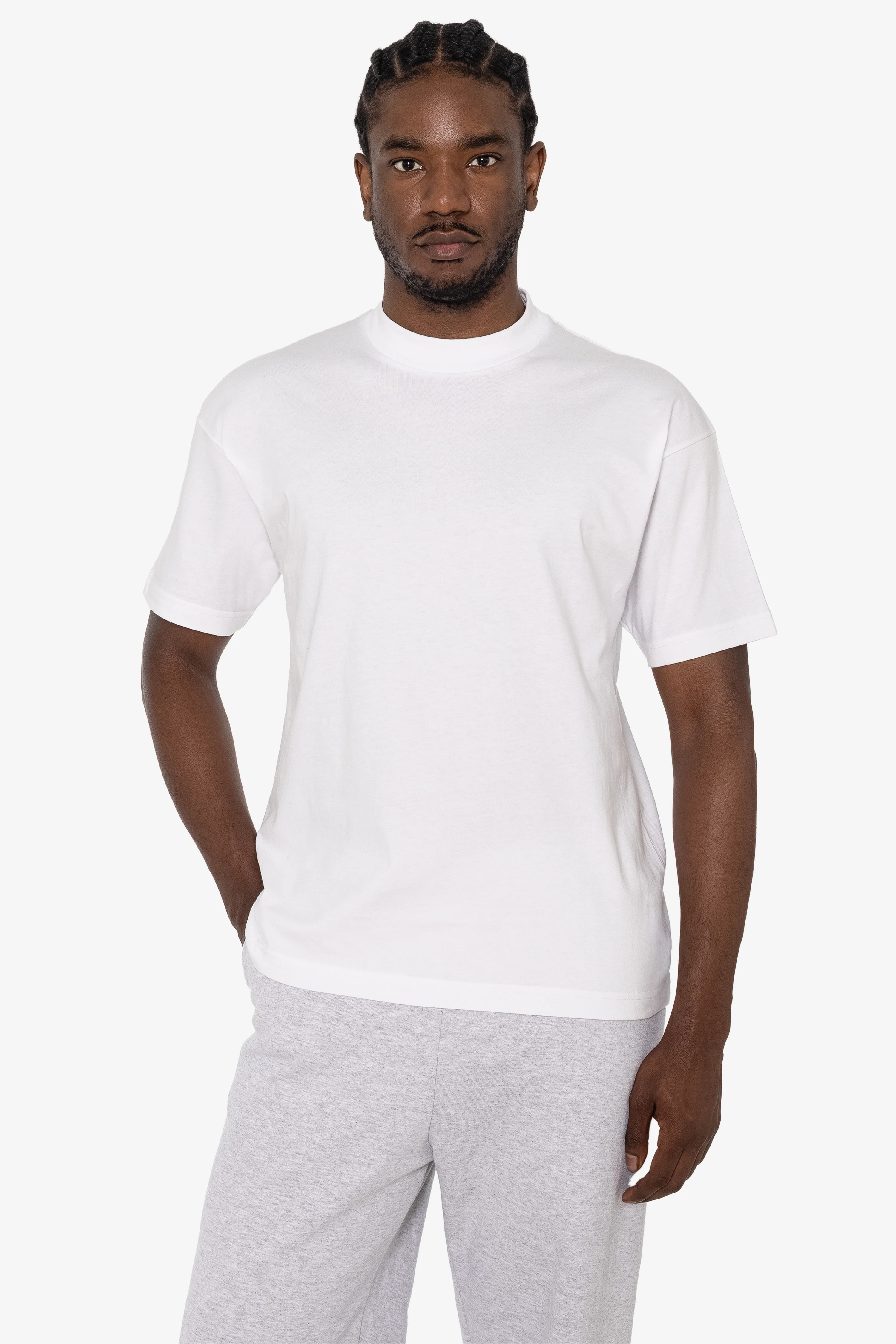 2017MN - 6.0oz Mock Crew Neck Heavy Combed Cotton T-Shirt - Image 13