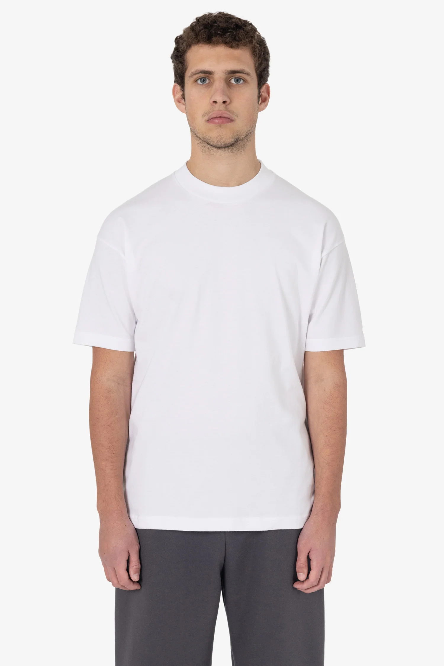2017MN - 6.0oz Mock Crew Neck Heavy Combed Cotton T-Shirt - Image 3