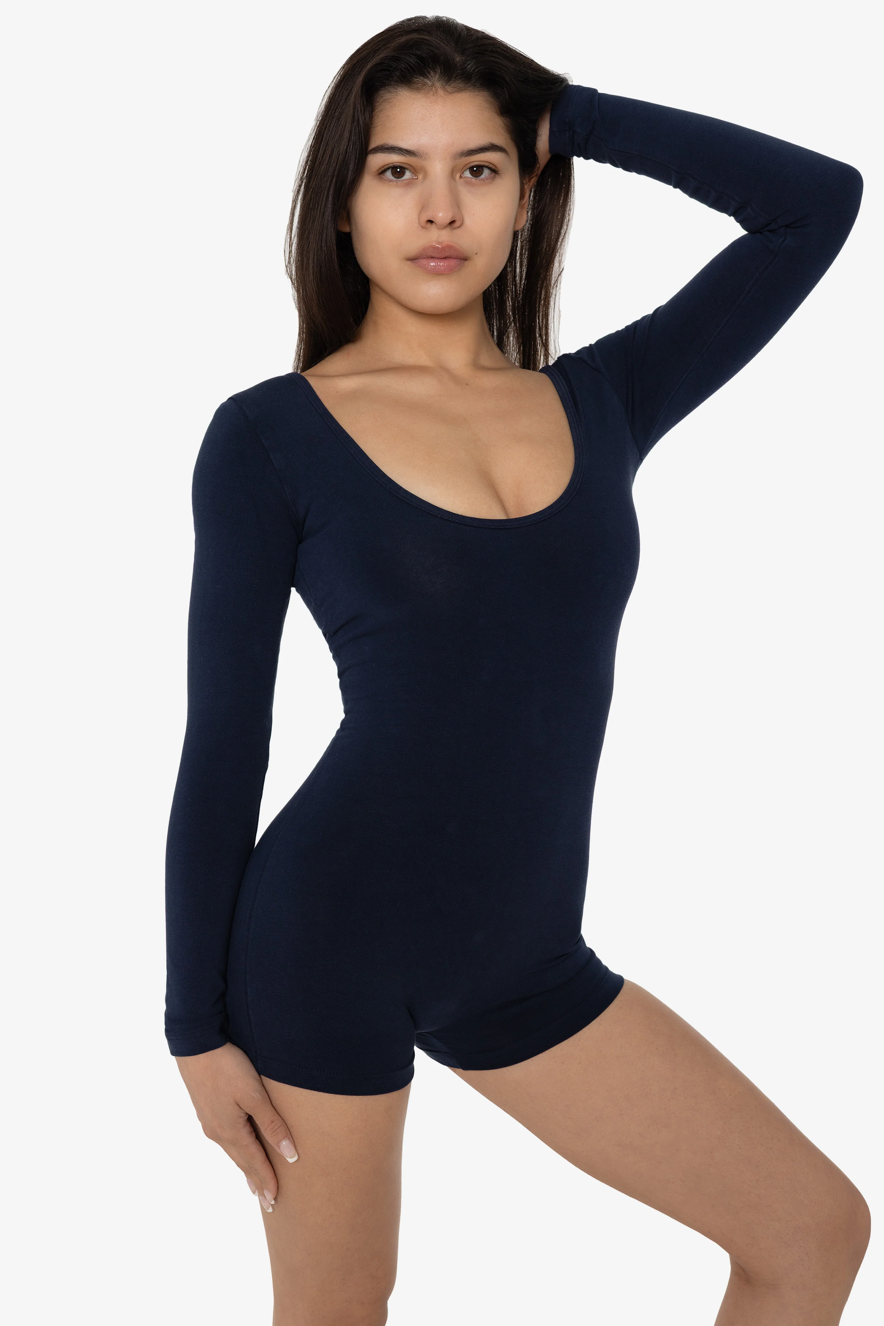 83027GD-SH - Garment Dye Long Sleeve Short Biketard - Image 4