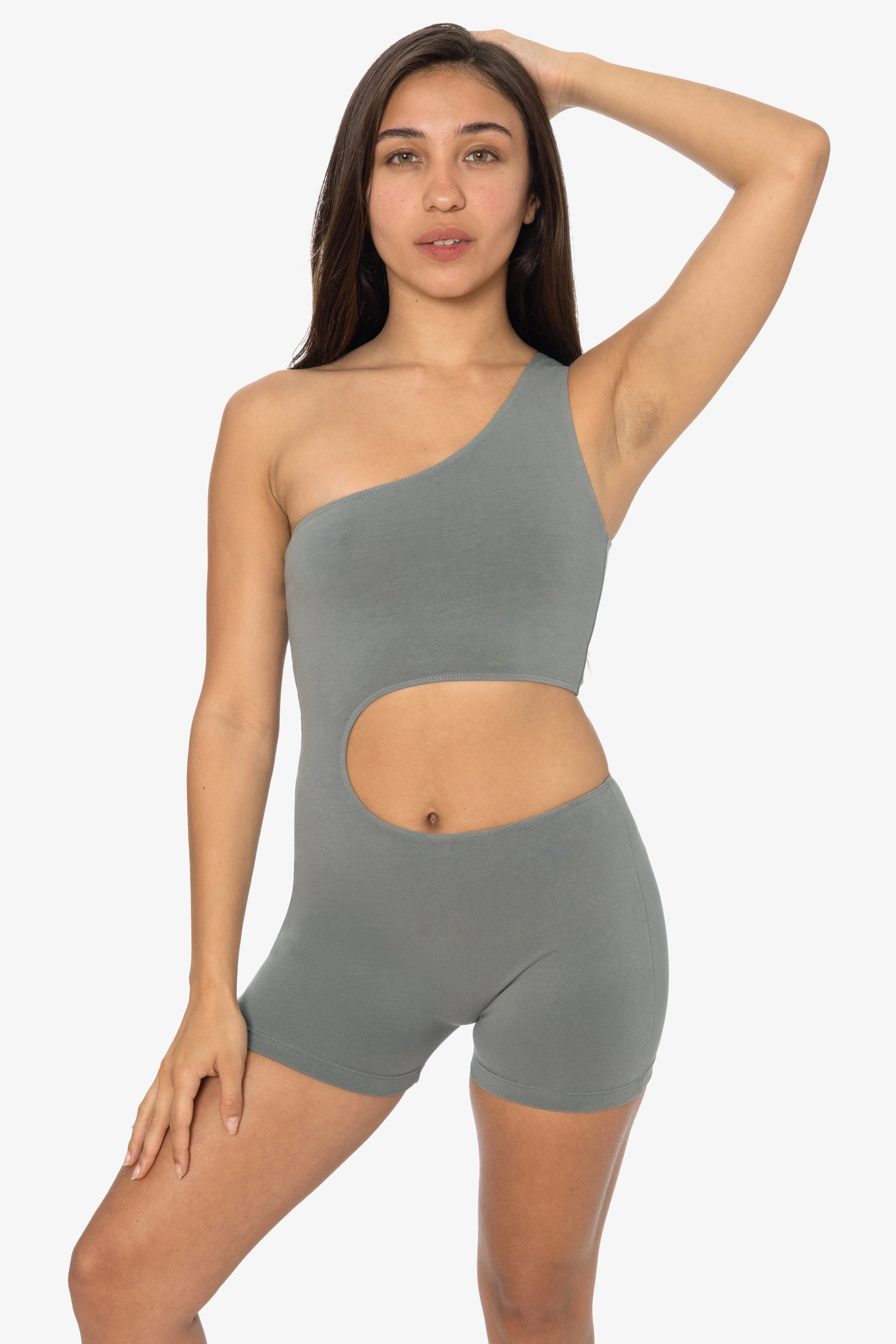 83047GD-SH - Garment Dye Asymmetrical Short Biketard - Image 4