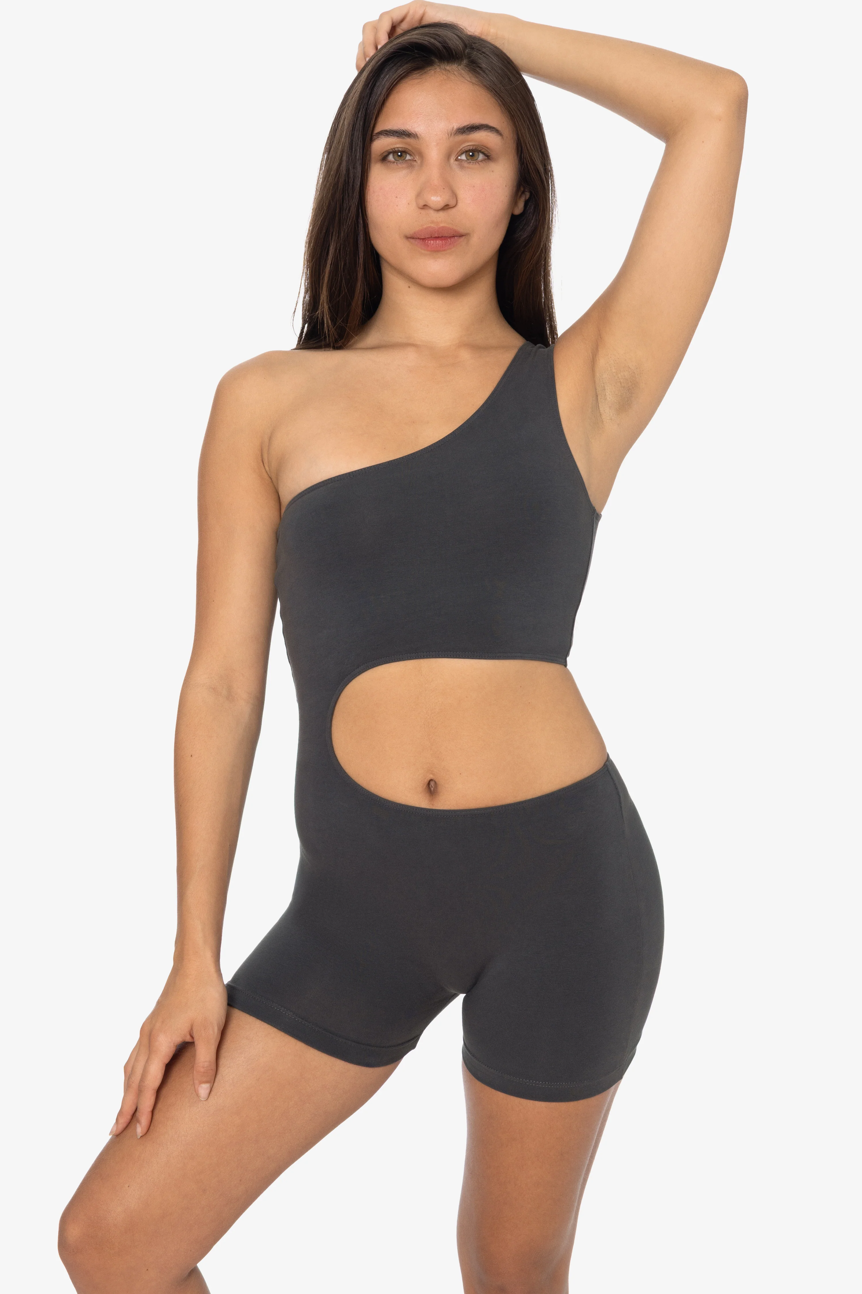 83047GD-SH - Garment Dye Asymmetrical Short Biketard - Image 5