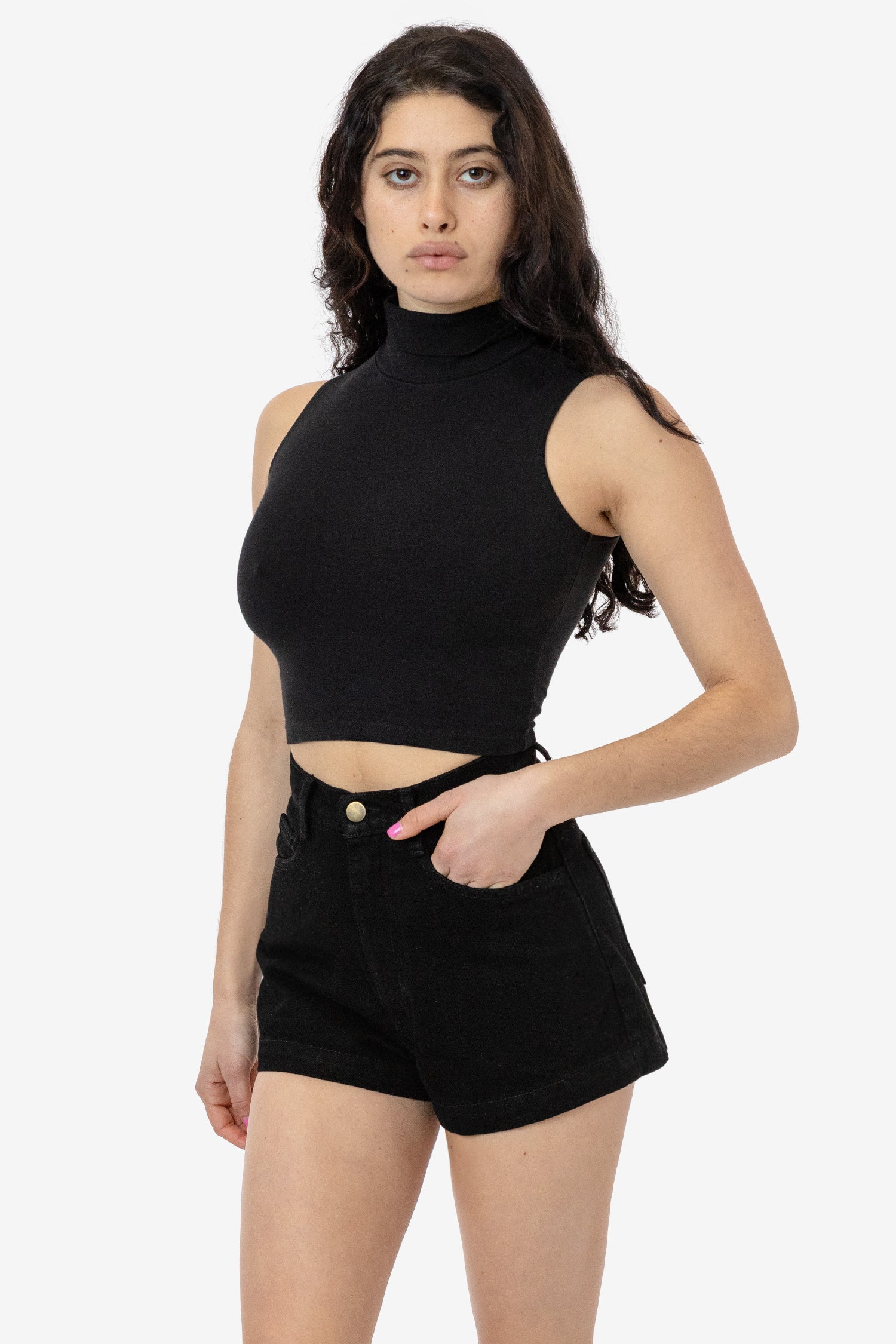 83073GD - Garment Dye Sleeveless Turtleneck Crop Top - Image 3