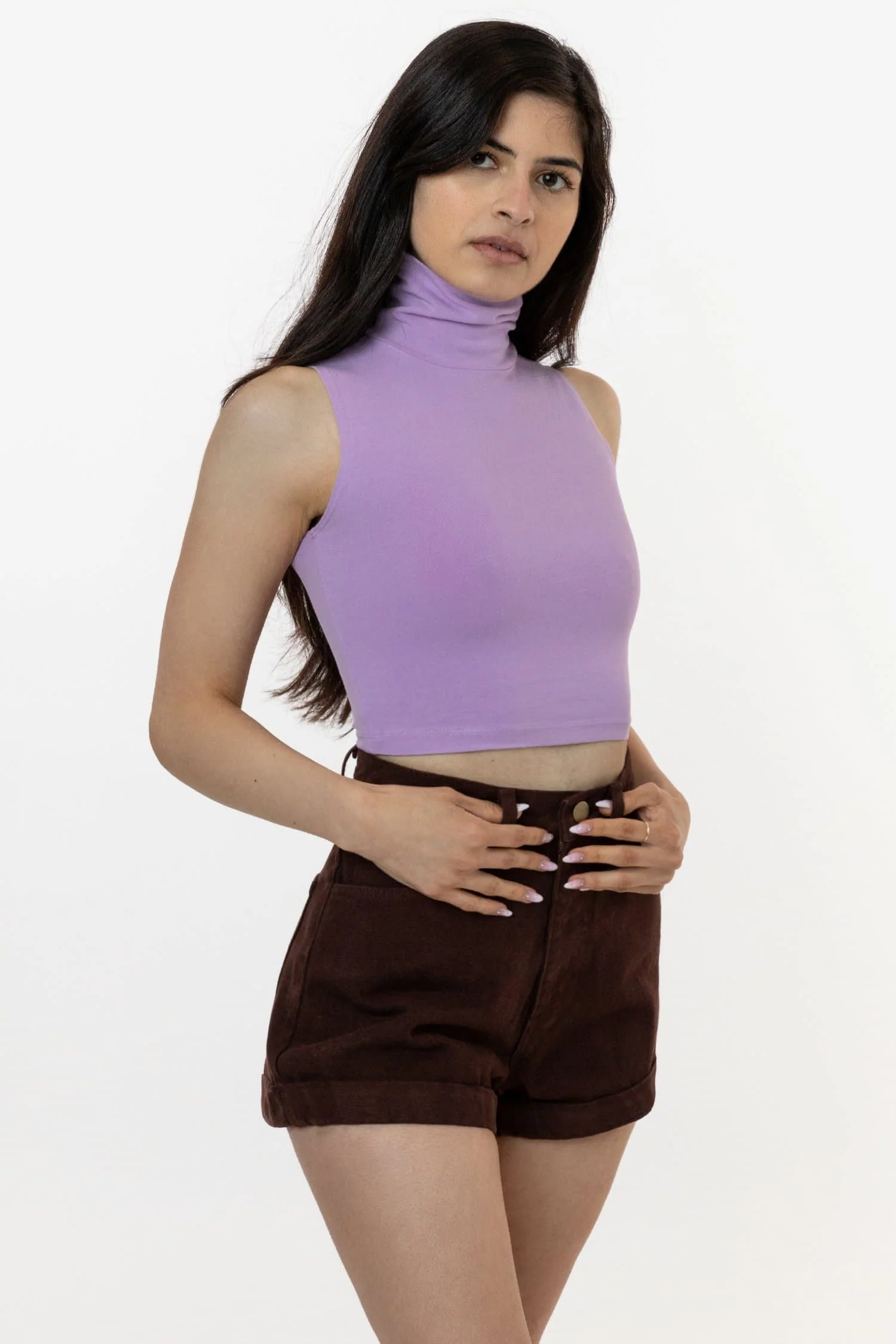83073GD - Garment Dye Sleeveless Turtleneck Crop Top - Image 4