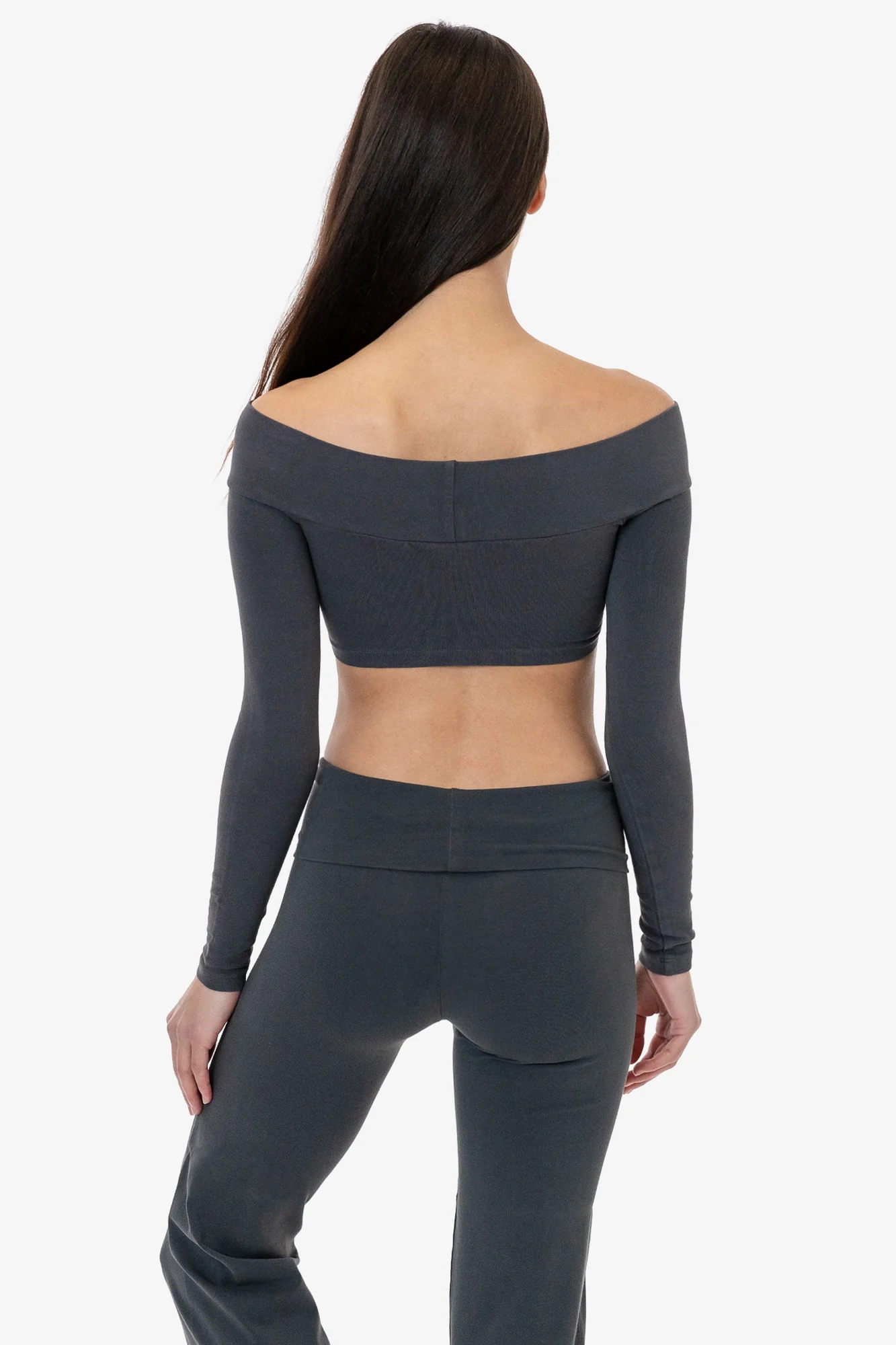 83074GD - Cotton Spandex Long Sleeve Off Shoulder Crop Top - Image 6