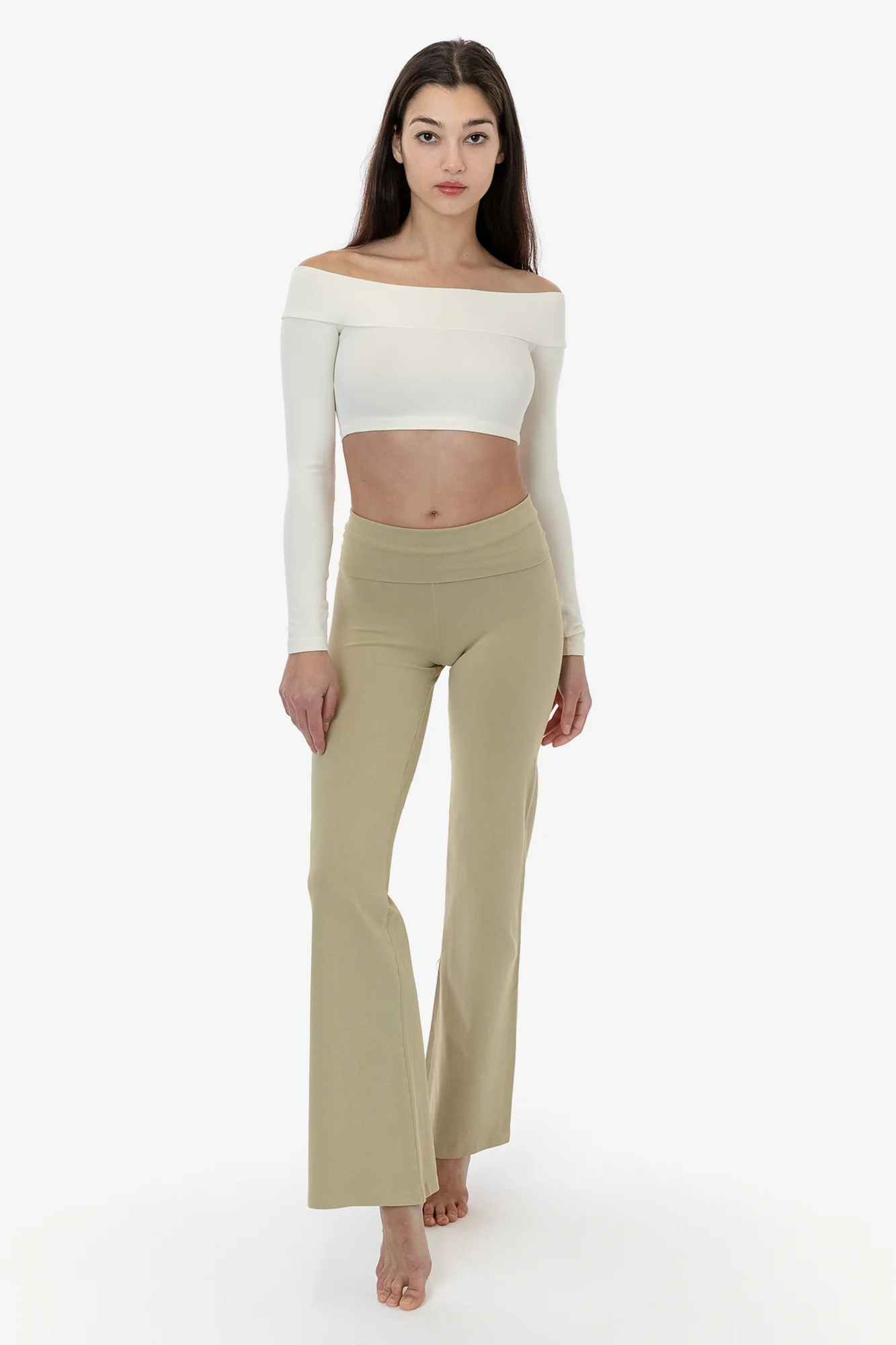 83074GD - Cotton Spandex Long Sleeve Off Shoulder Crop Top - Image 7
