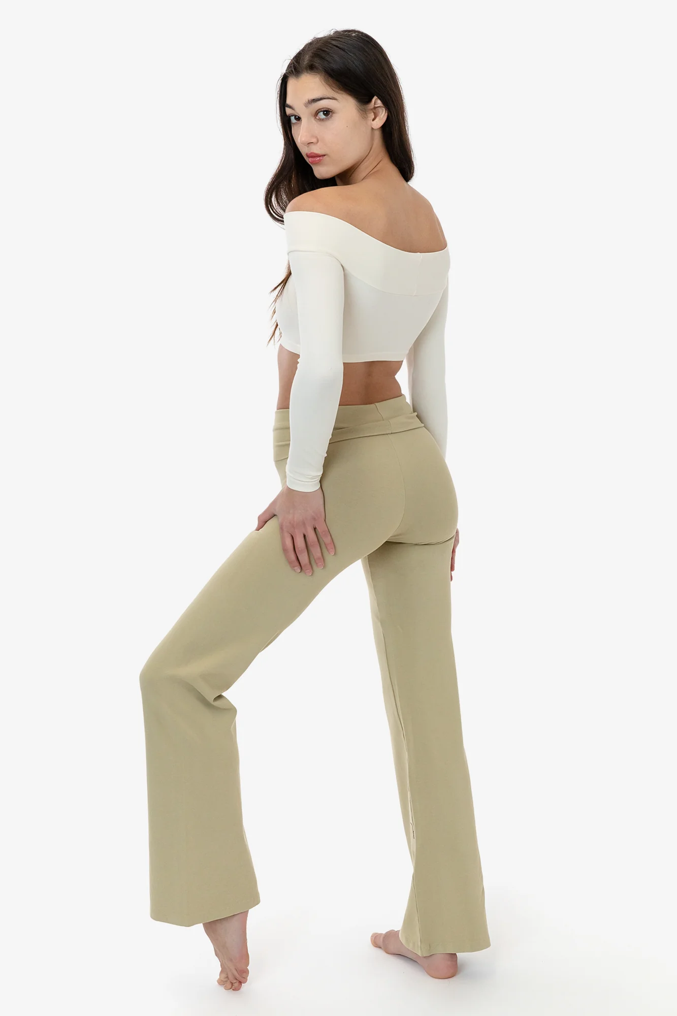 83074GD - Cotton Spandex Long Sleeve Off Shoulder Crop Top - Image 8