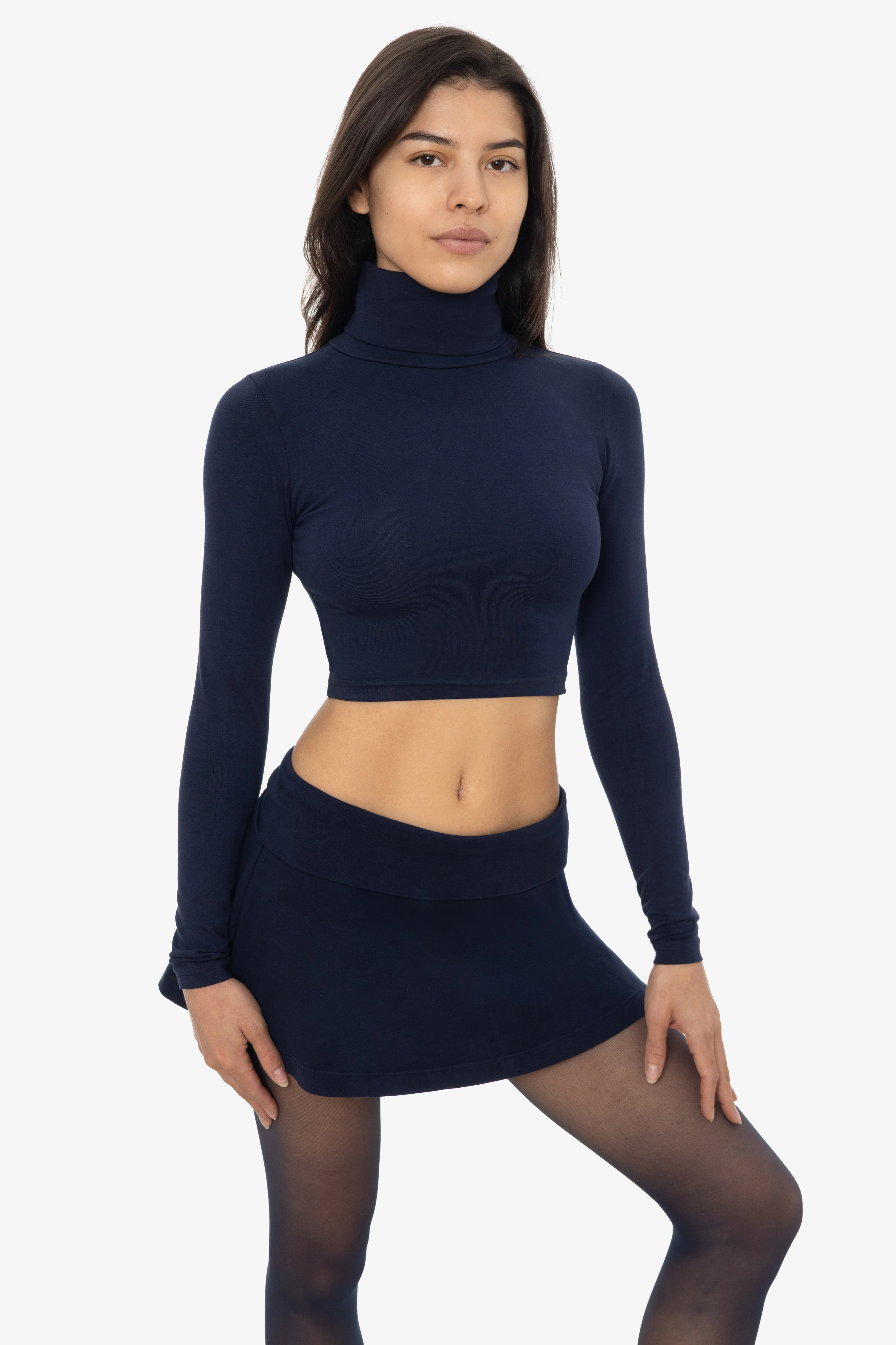 8366GD - Cropped Cotton Spandex Garment Dye Turtleneck - Image 10