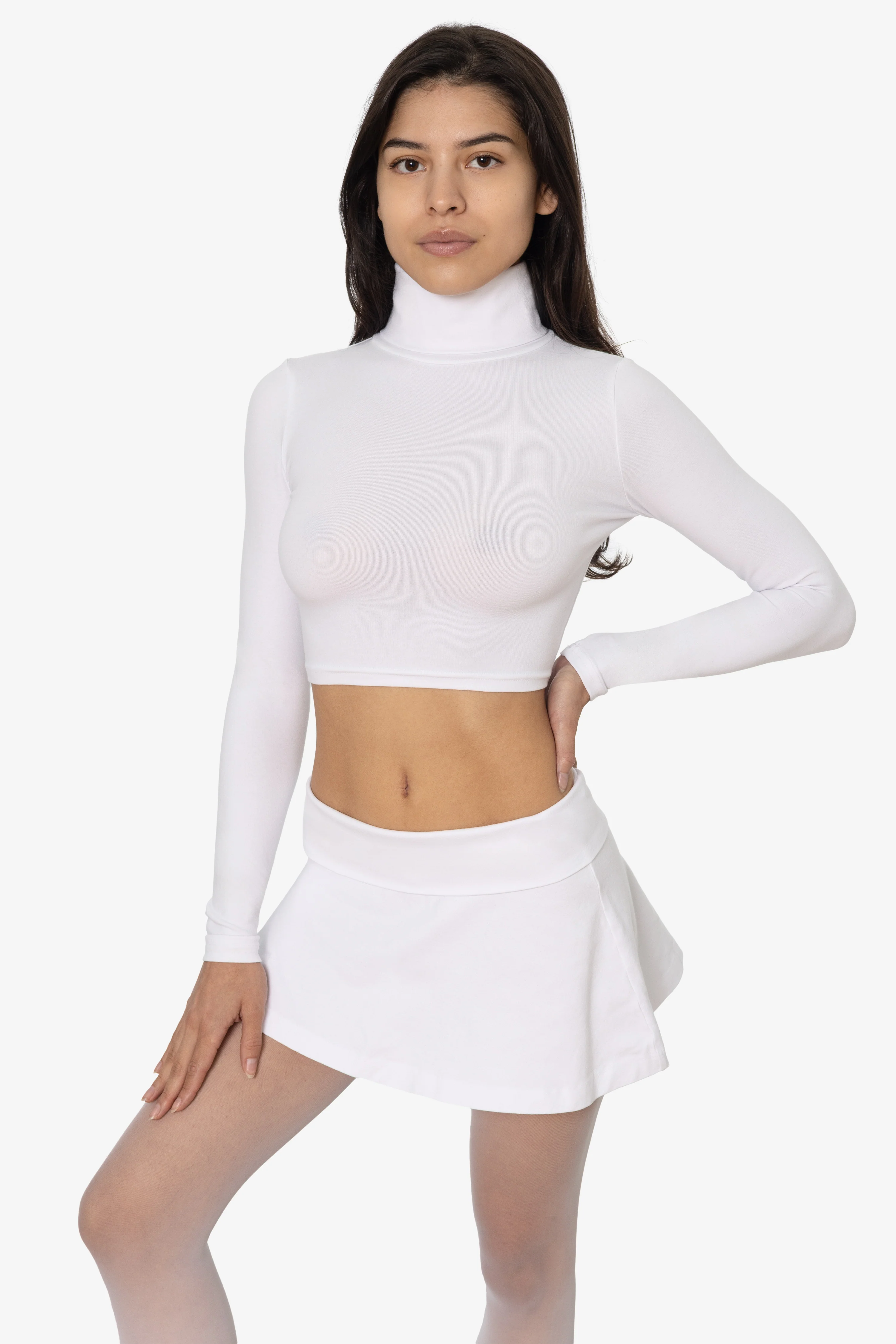8366GD - Cropped Cotton Spandex Garment Dye Turtleneck - Image 12