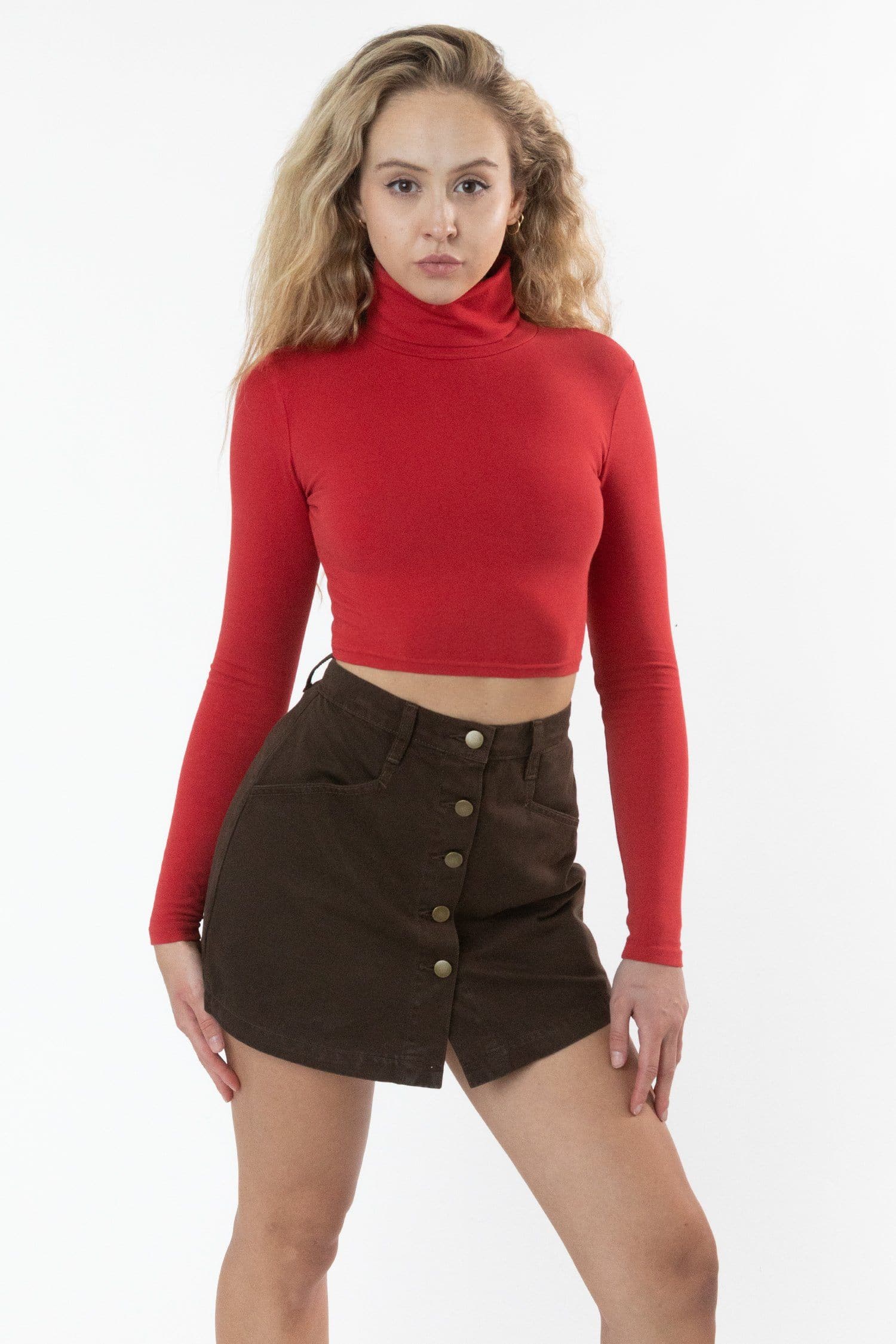8366GD - Cropped Cotton Spandex Garment Dye Turtleneck - Image 14