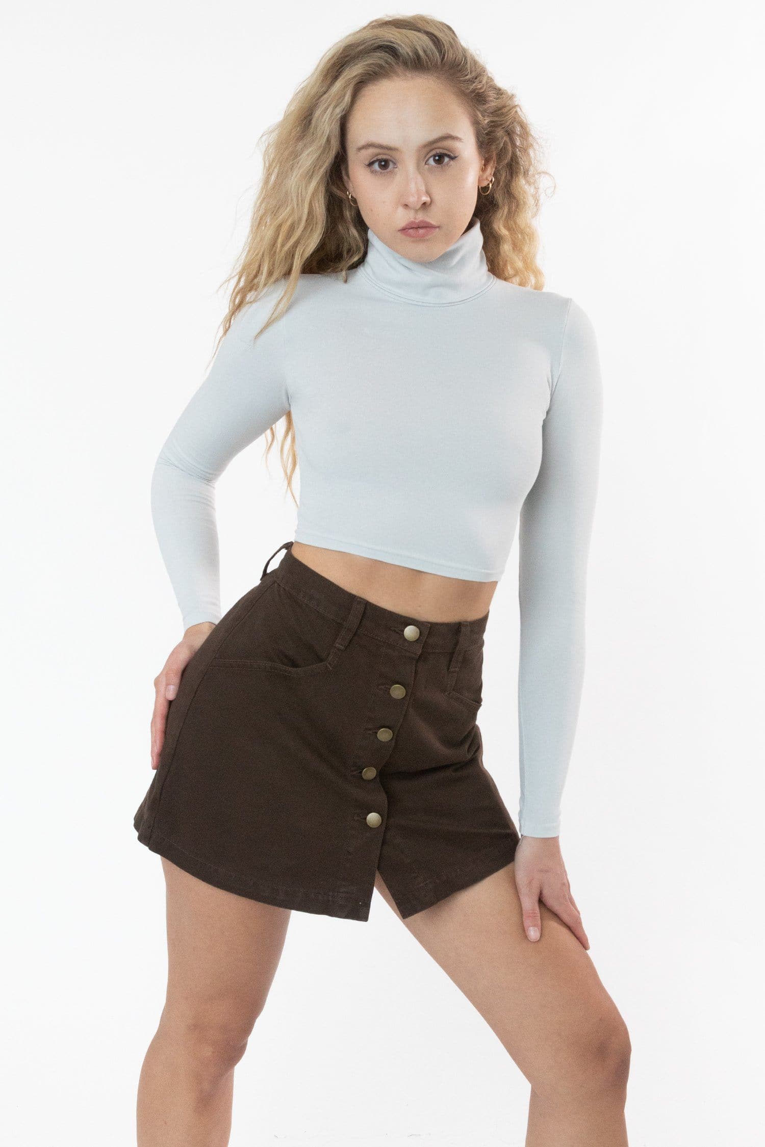 8366GD - Cropped Cotton Spandex Garment Dye Turtleneck - Image 16