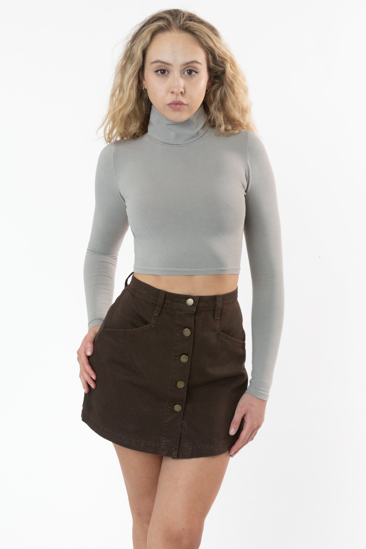 8366GD - Cropped Cotton Spandex Garment Dye Turtleneck - Image 22