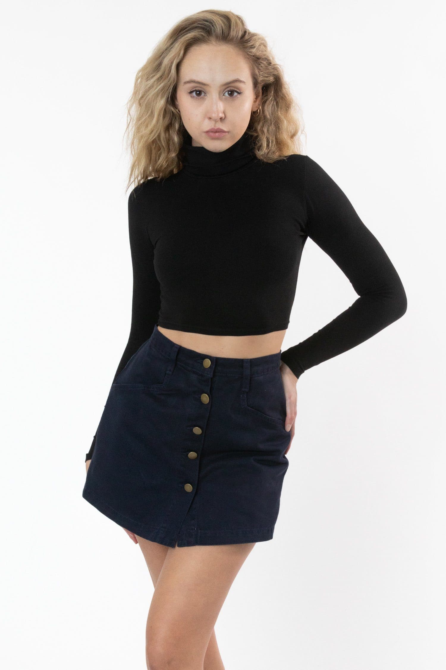 8366GD - Cropped Cotton Spandex Garment Dye Turtleneck - Image 23