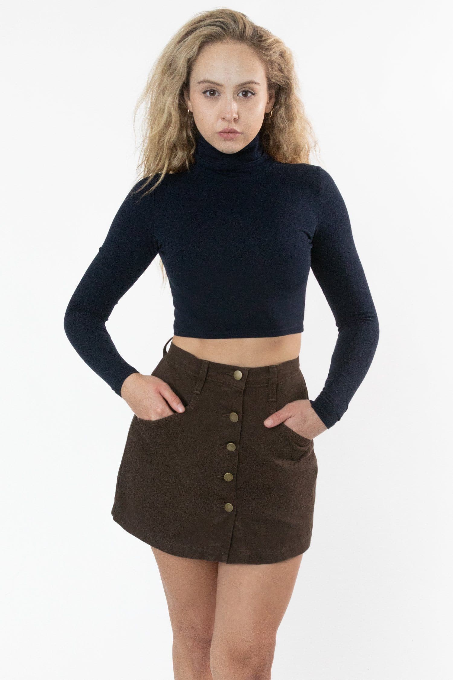 8366GD - Cropped Cotton Spandex Garment Dye Turtleneck - Image 25