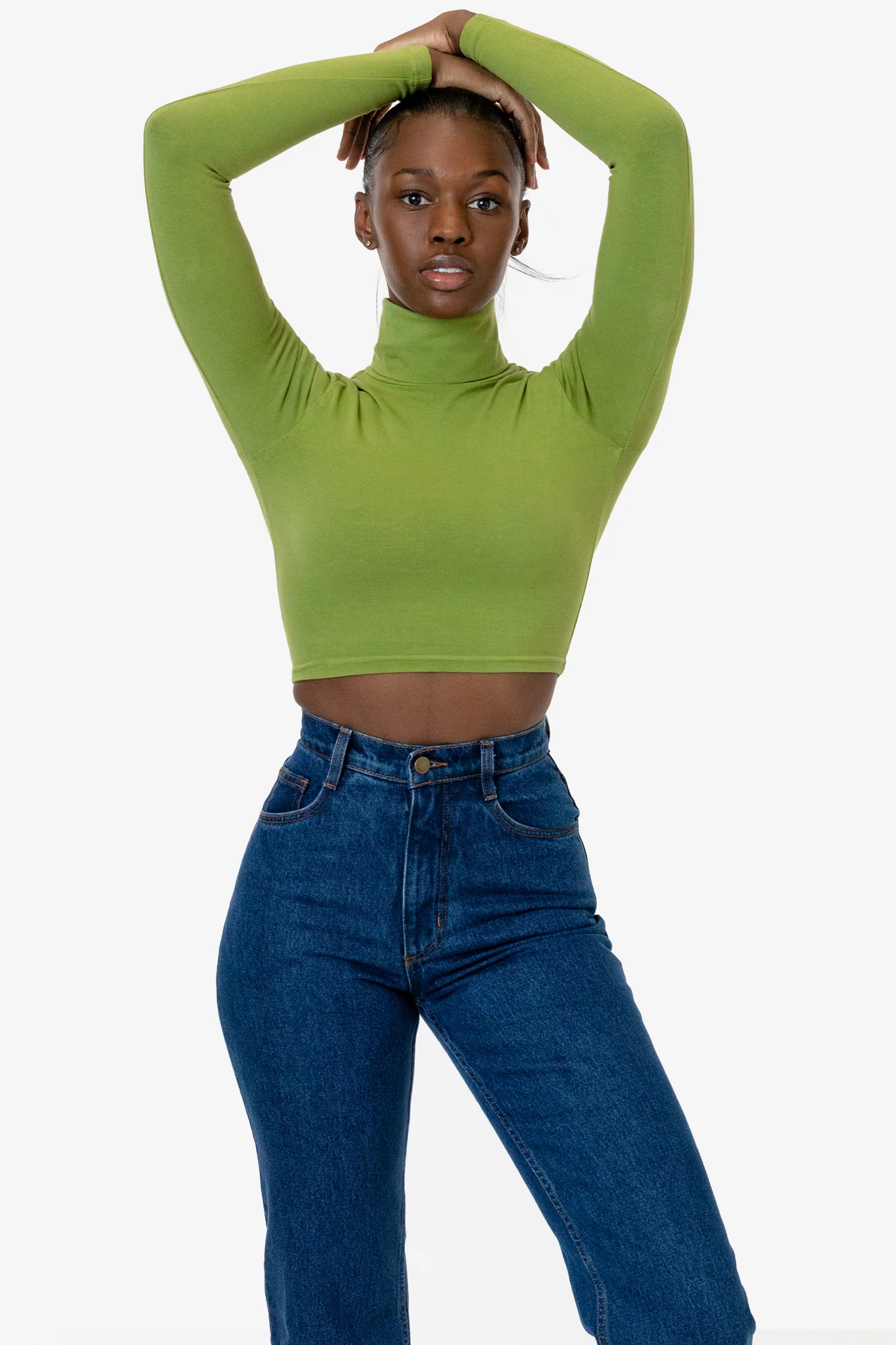8366GD - Cropped Cotton Spandex Garment Dye Turtleneck - Image 26