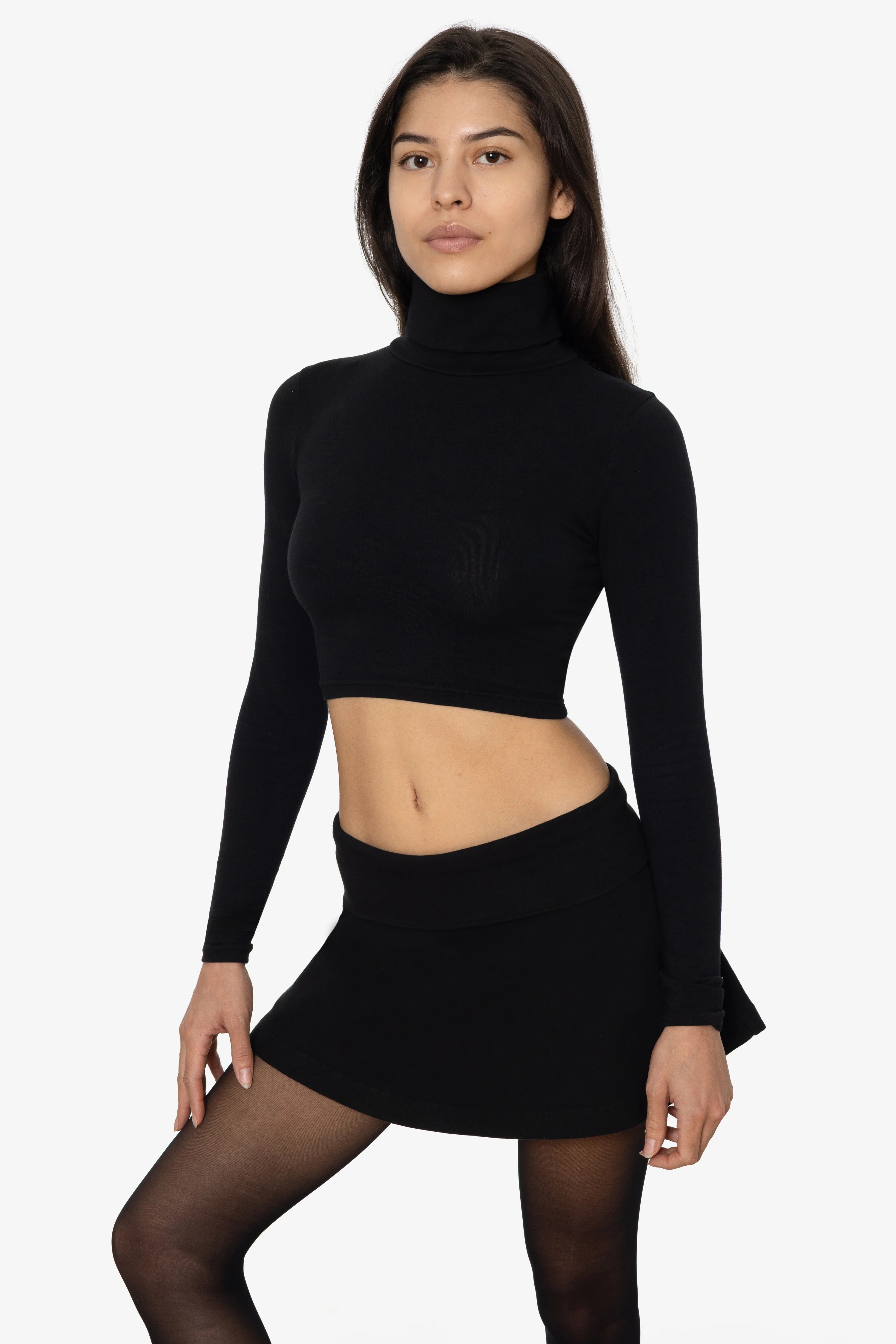 8366GD - Cropped Cotton Spandex Garment Dye Turtleneck - Image 3