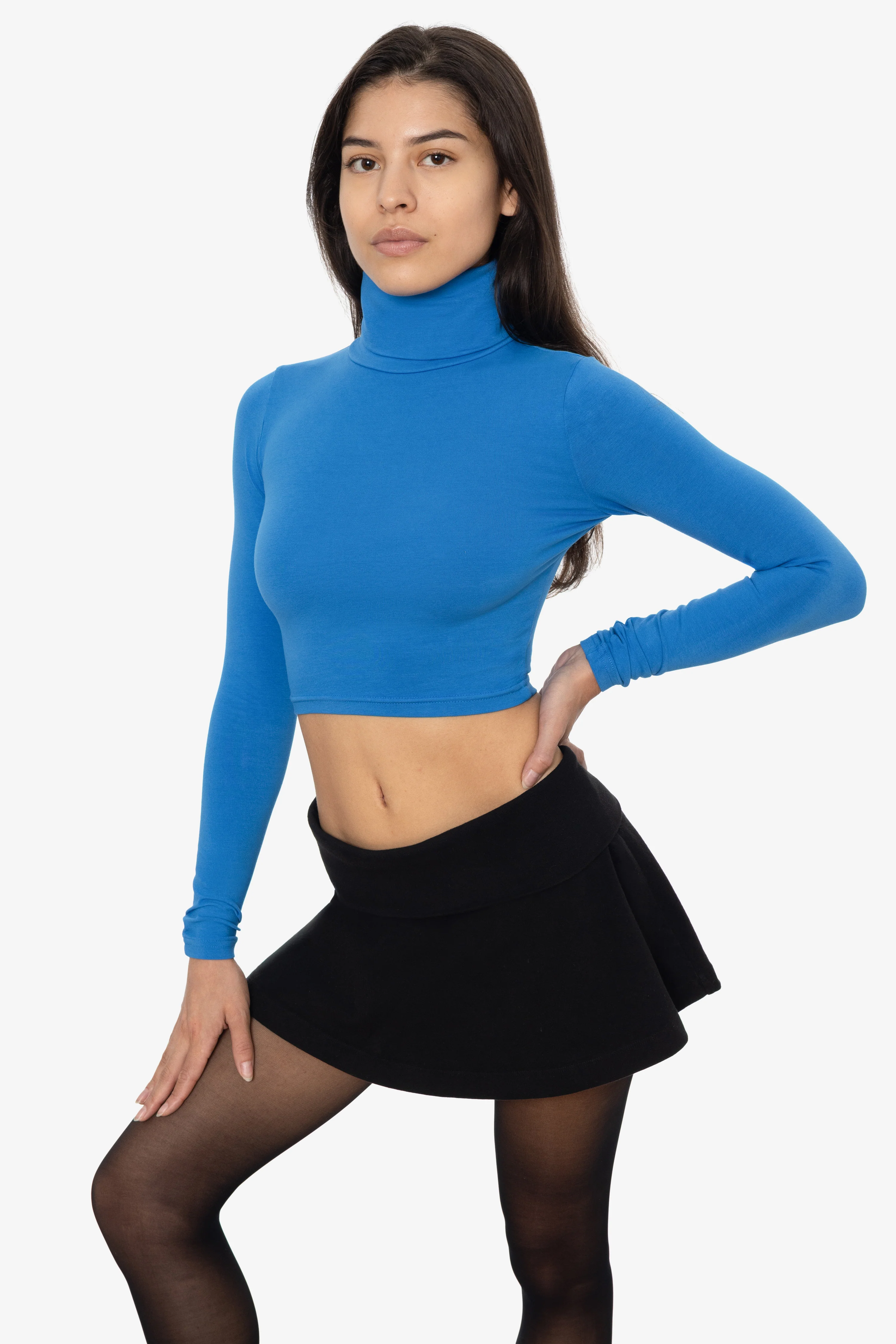 8366GD - Cropped Cotton Spandex Garment Dye Turtleneck - Image 5