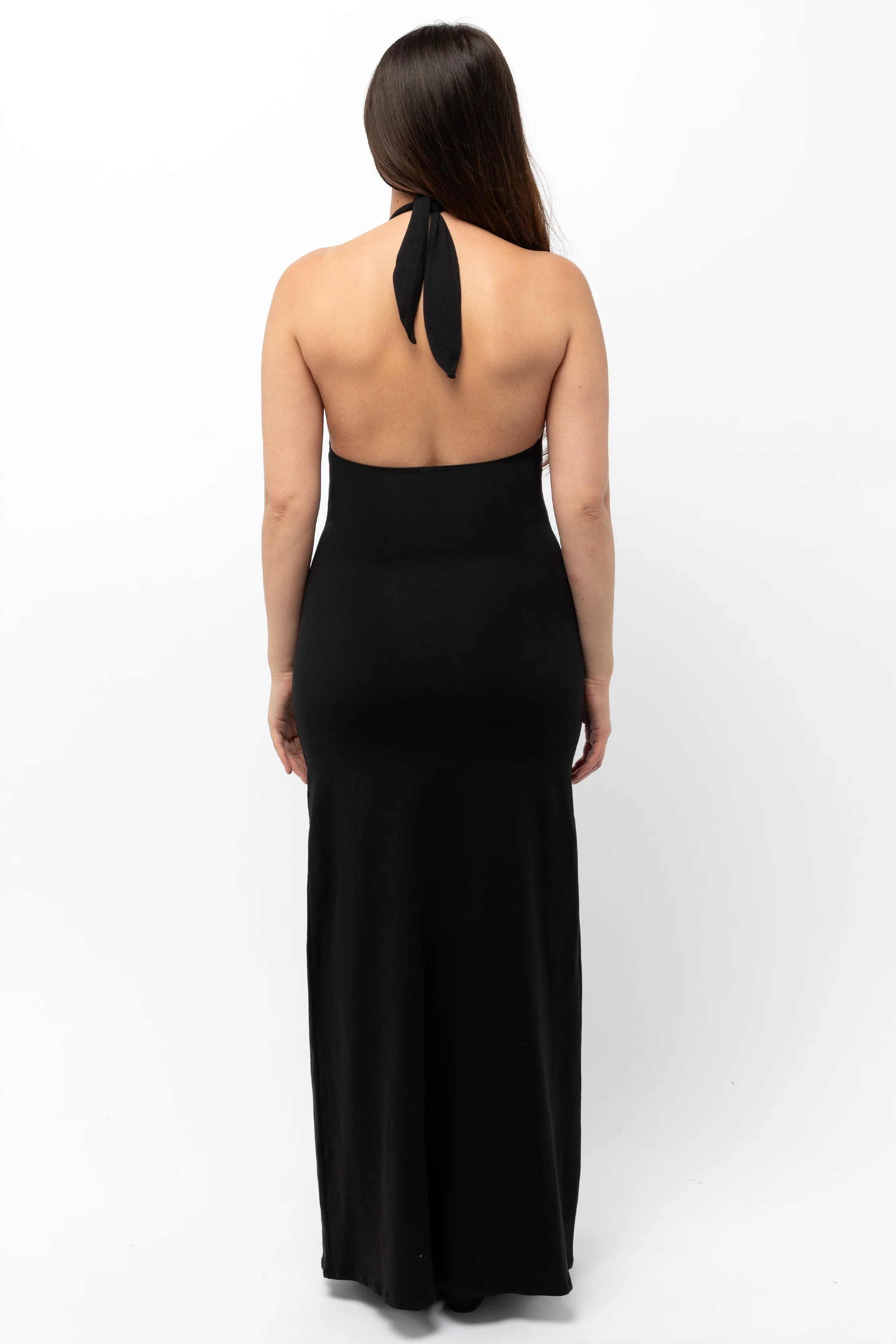8374 - Cotton Spandex Halter Maxi Dress - Image 3