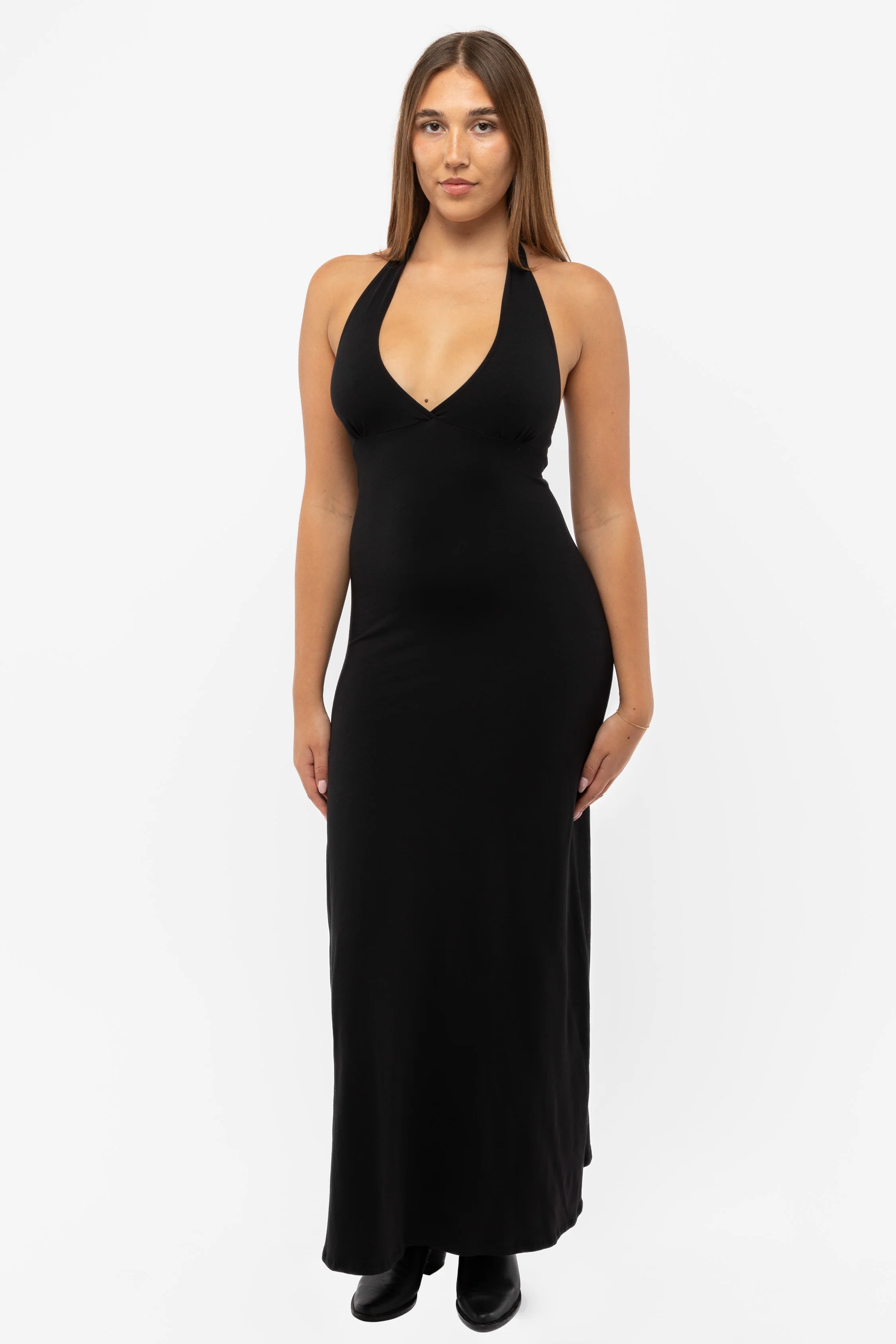 8374 - Cotton Spandex Halter Maxi Dress - Image 4