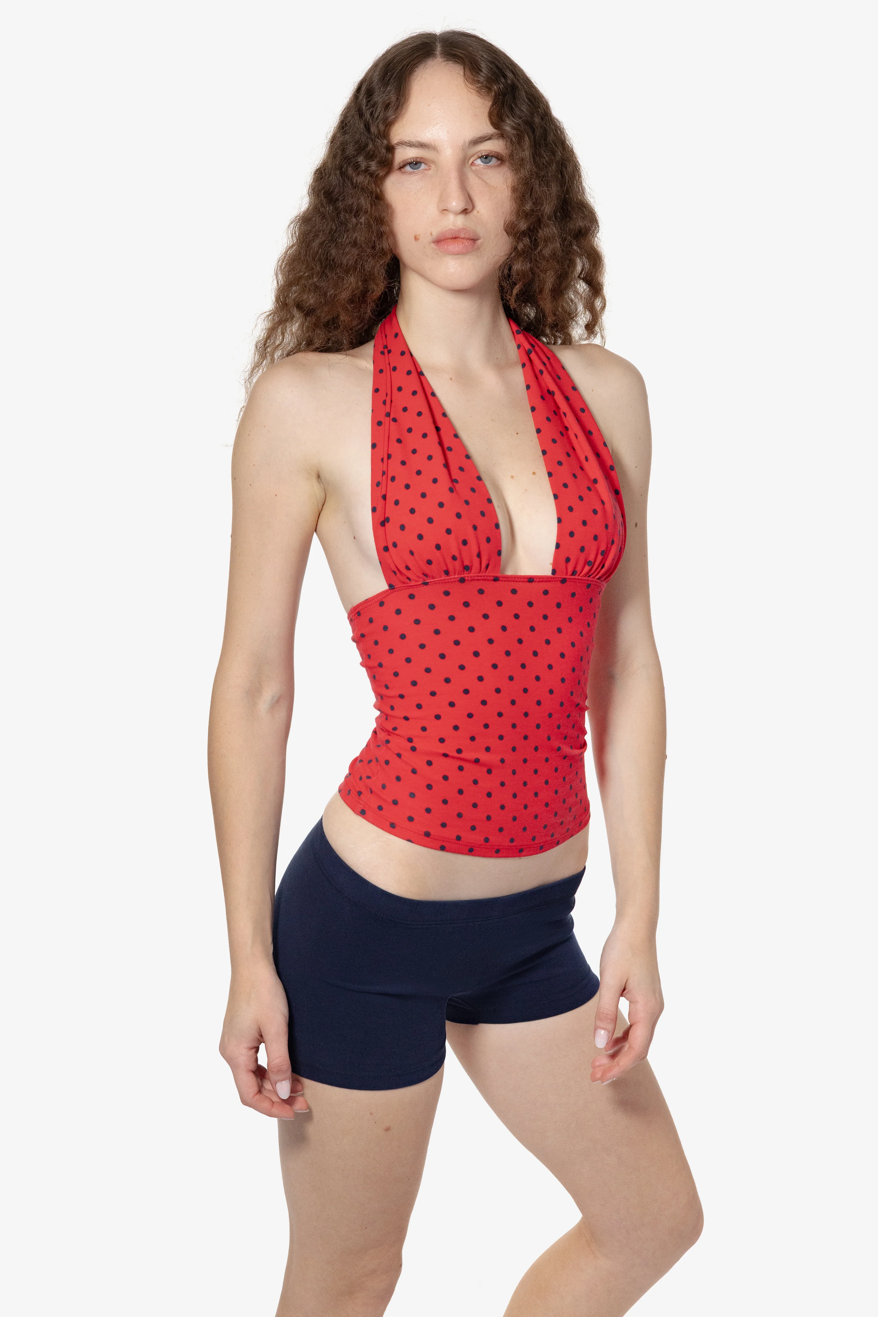83853P - Cotton Spandex Printed Ruched Halter Top - Image 4