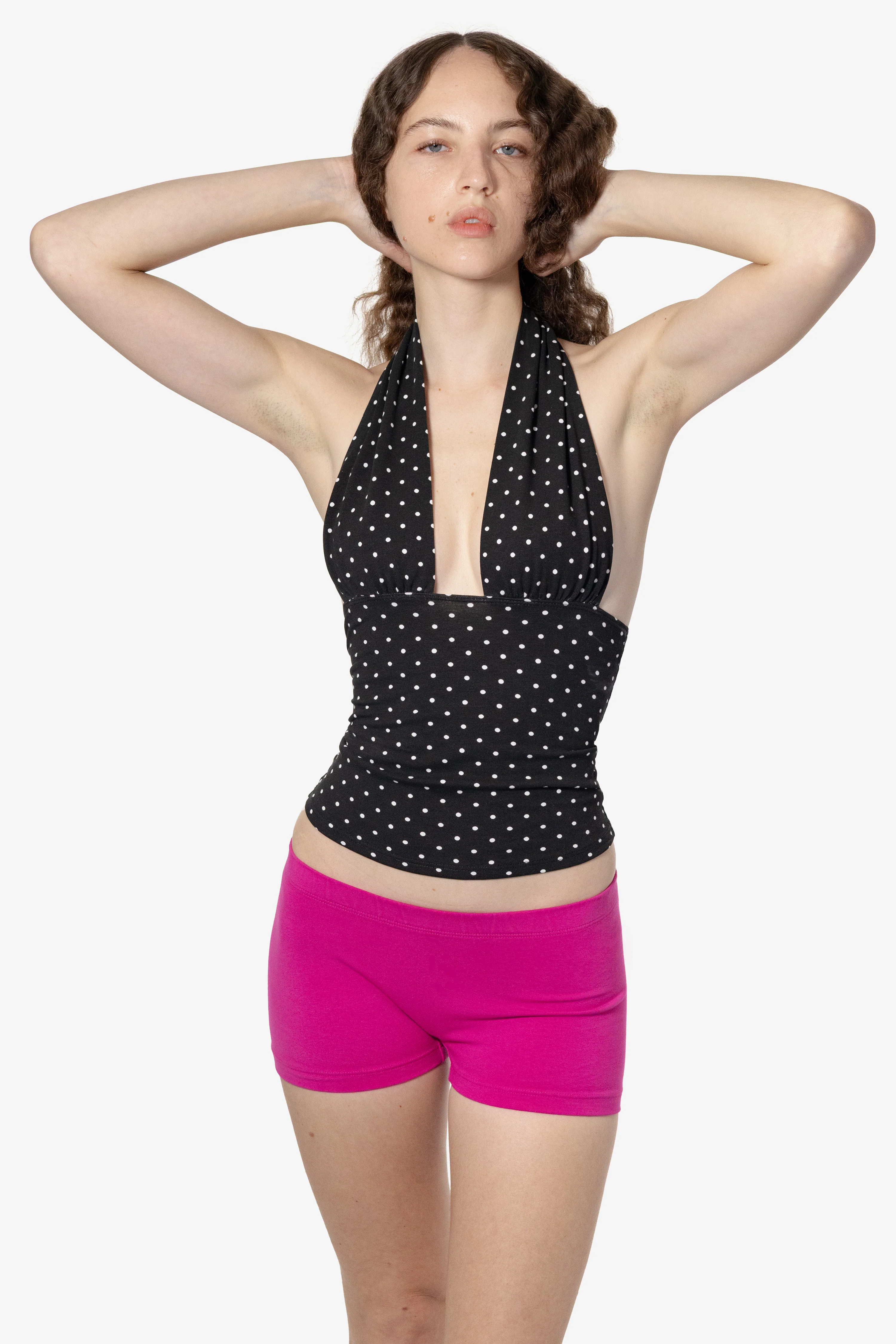 83853P - Cotton Spandex Printed Ruched Halter Top - Image 8