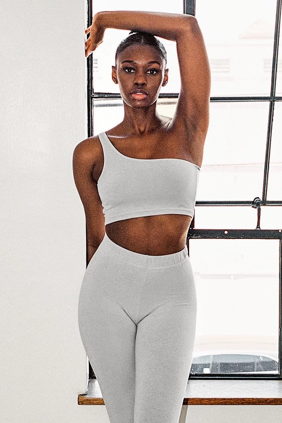 8389GD - Garment Dye One Shoulder Crop Top - Image 2