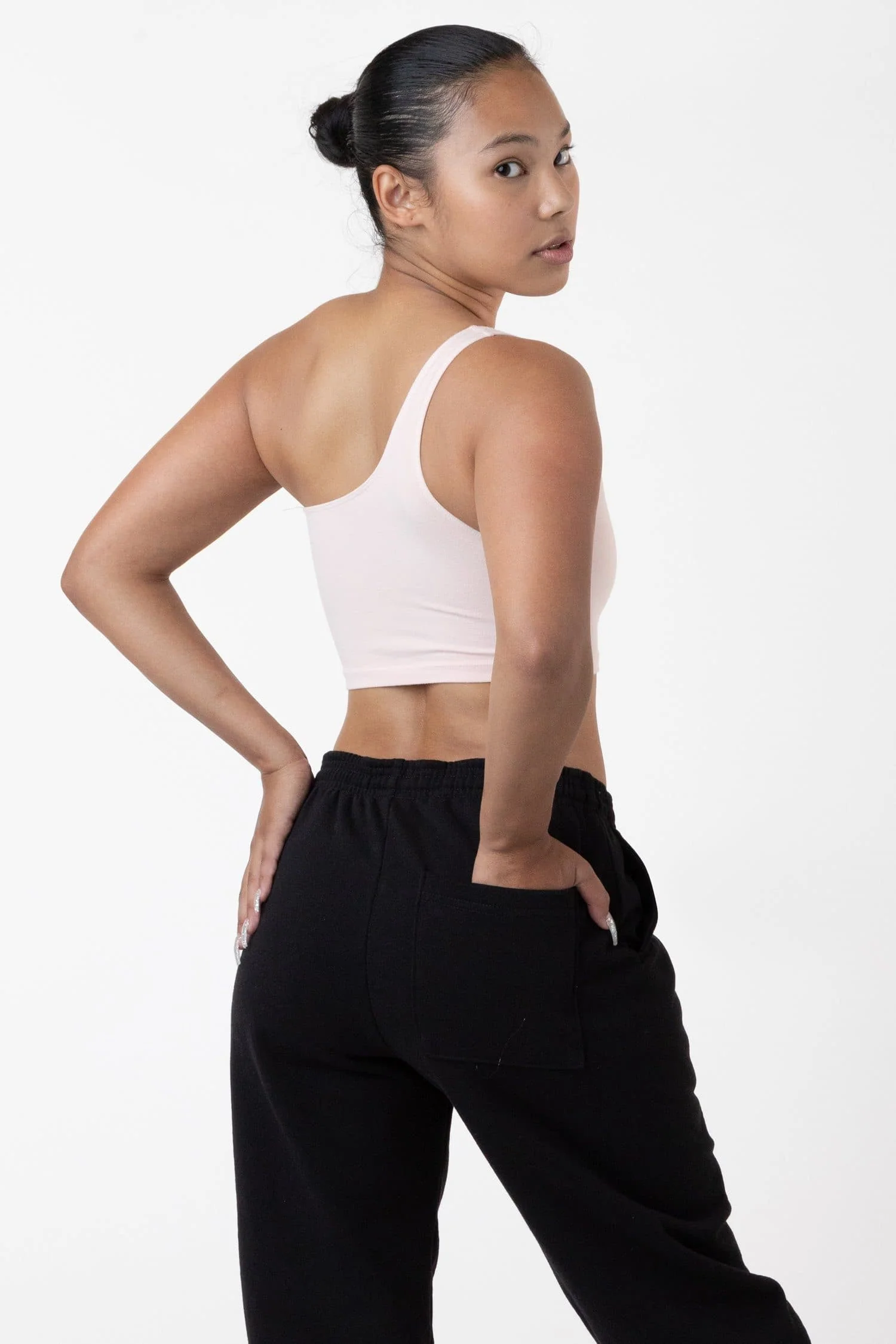 8389GD - Garment Dye One Shoulder Crop Top - Image 3