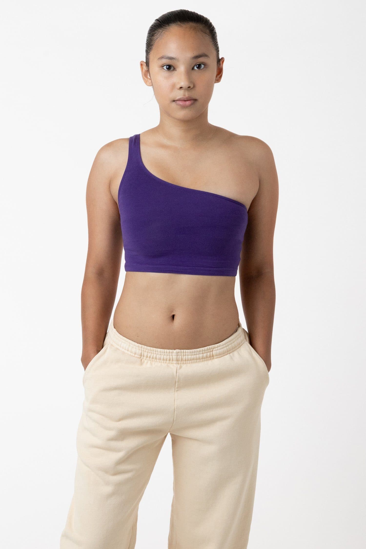 8389GD - Garment Dye One Shoulder Crop Top - Image 4