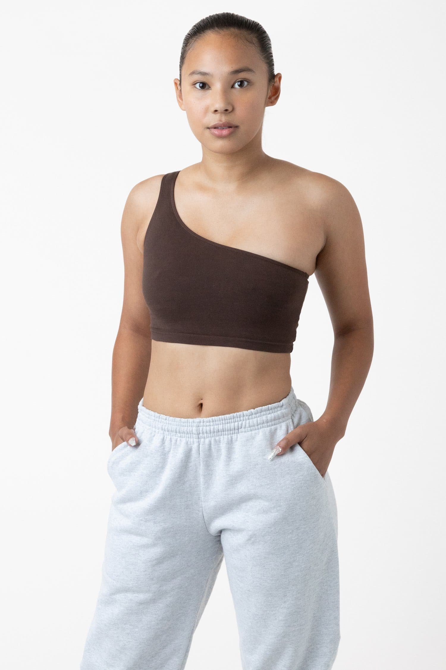 8389GD - Garment Dye One Shoulder Crop Top - Image 5