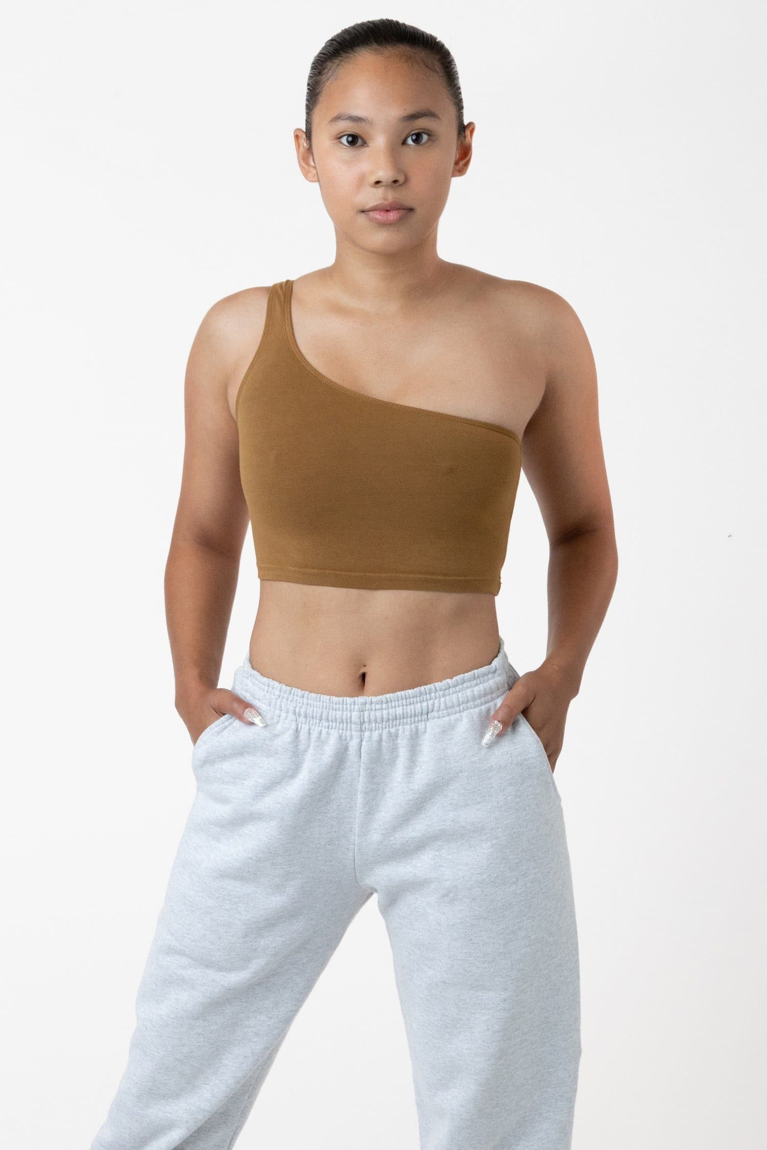 8389GD - Garment Dye One Shoulder Crop Top - Image 9
