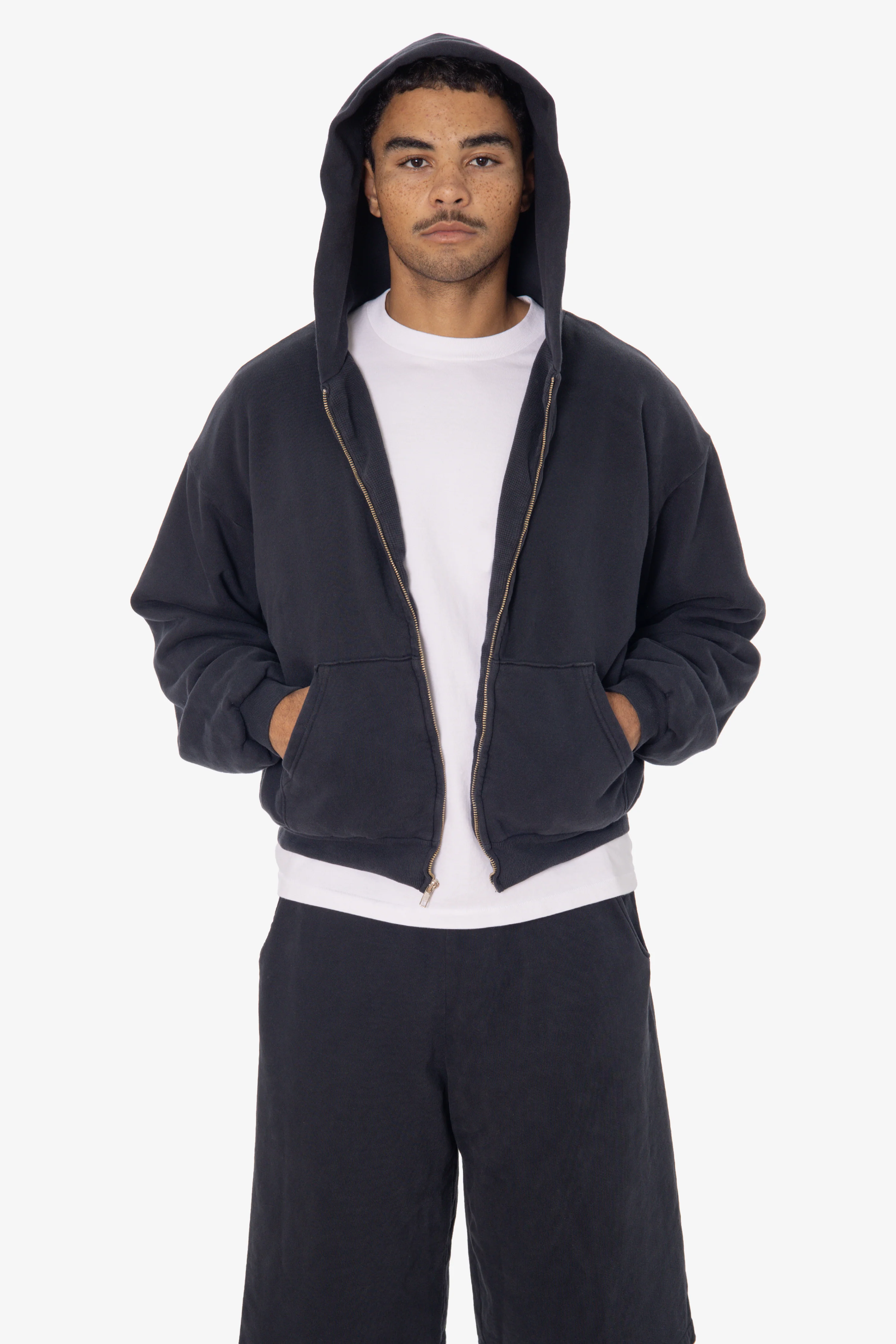 ALP10GD - Thermal Lined Cropped Zip Up Hoodie - Image 3