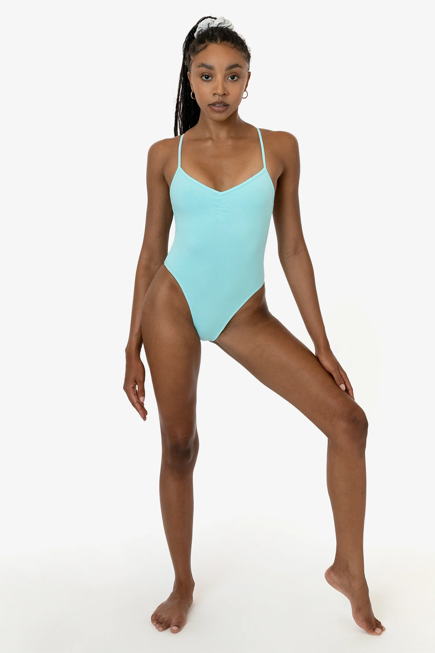 B308GD - Garment Dye Spaghetti Ruched Front Crossback Bodysuit - Image 10