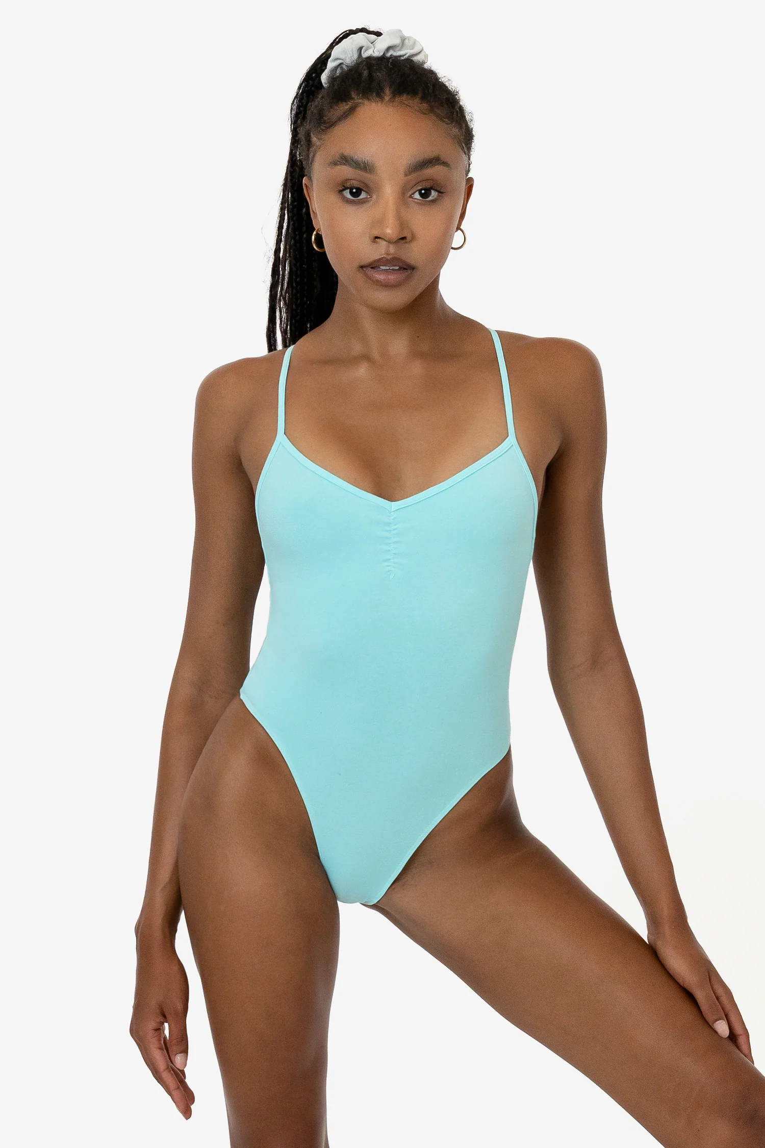 B308GD - Garment Dye Spaghetti Ruched Front Crossback Bodysuit - Image 8