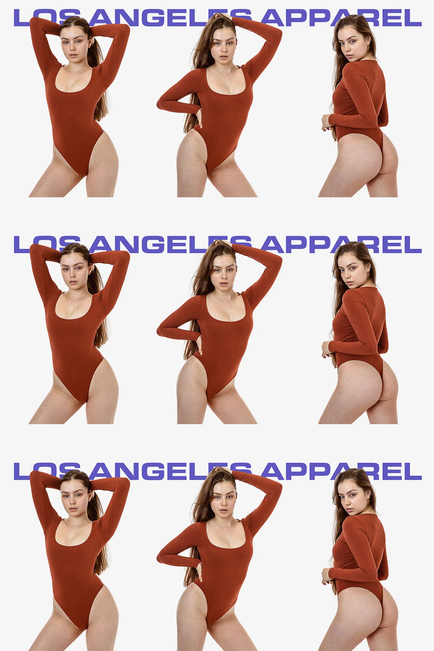 B357GD - Garment Dye Long Sleeve Squareneck Thong Bodysuit - Image 3