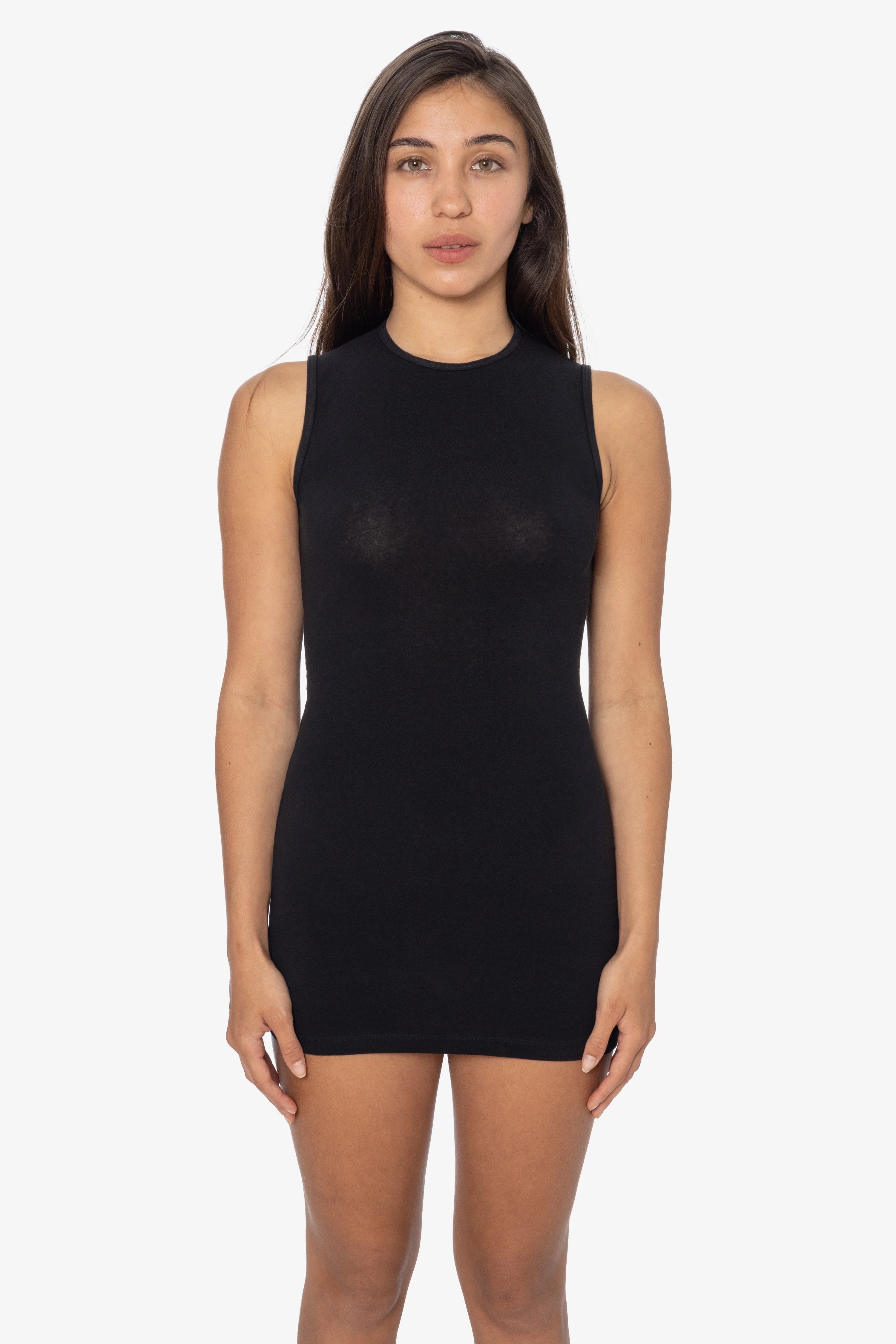 CC3665X - Cheese Cloth Sleeveless Crewneck Mini Dress - Image 3