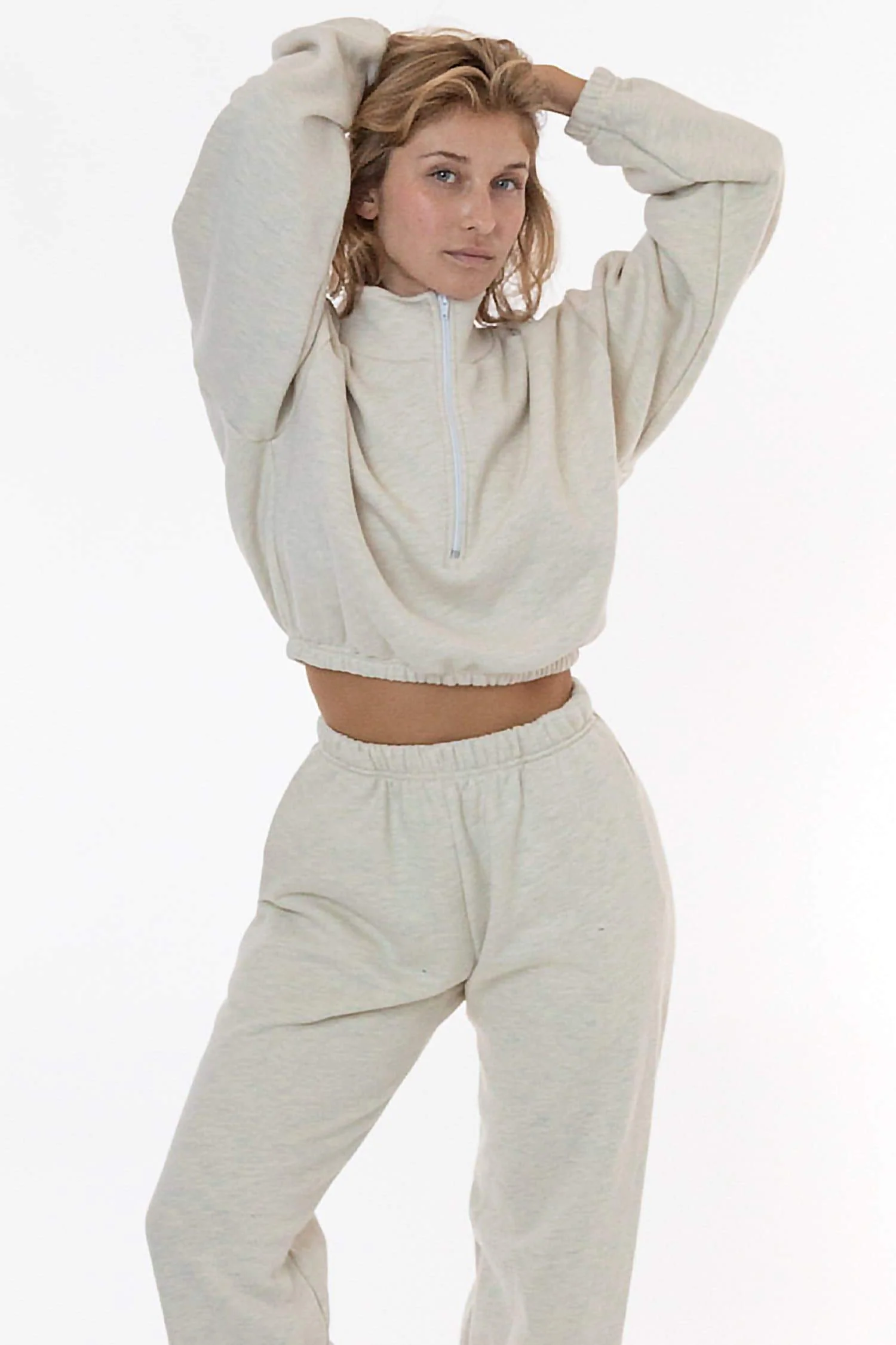 CF396 - Cotton Fleece Half Zip Cropped Pullover - Image 11