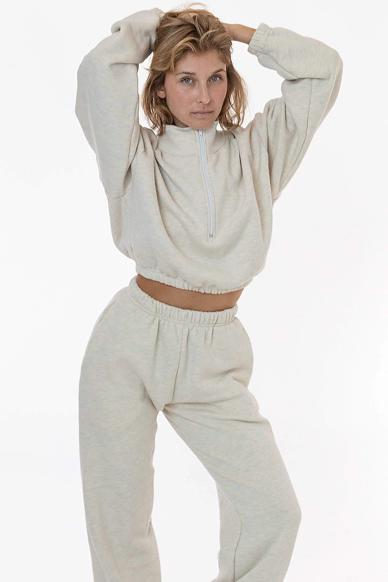 CF396 - Cotton Fleece Half Zip Cropped Pullover - Image 12