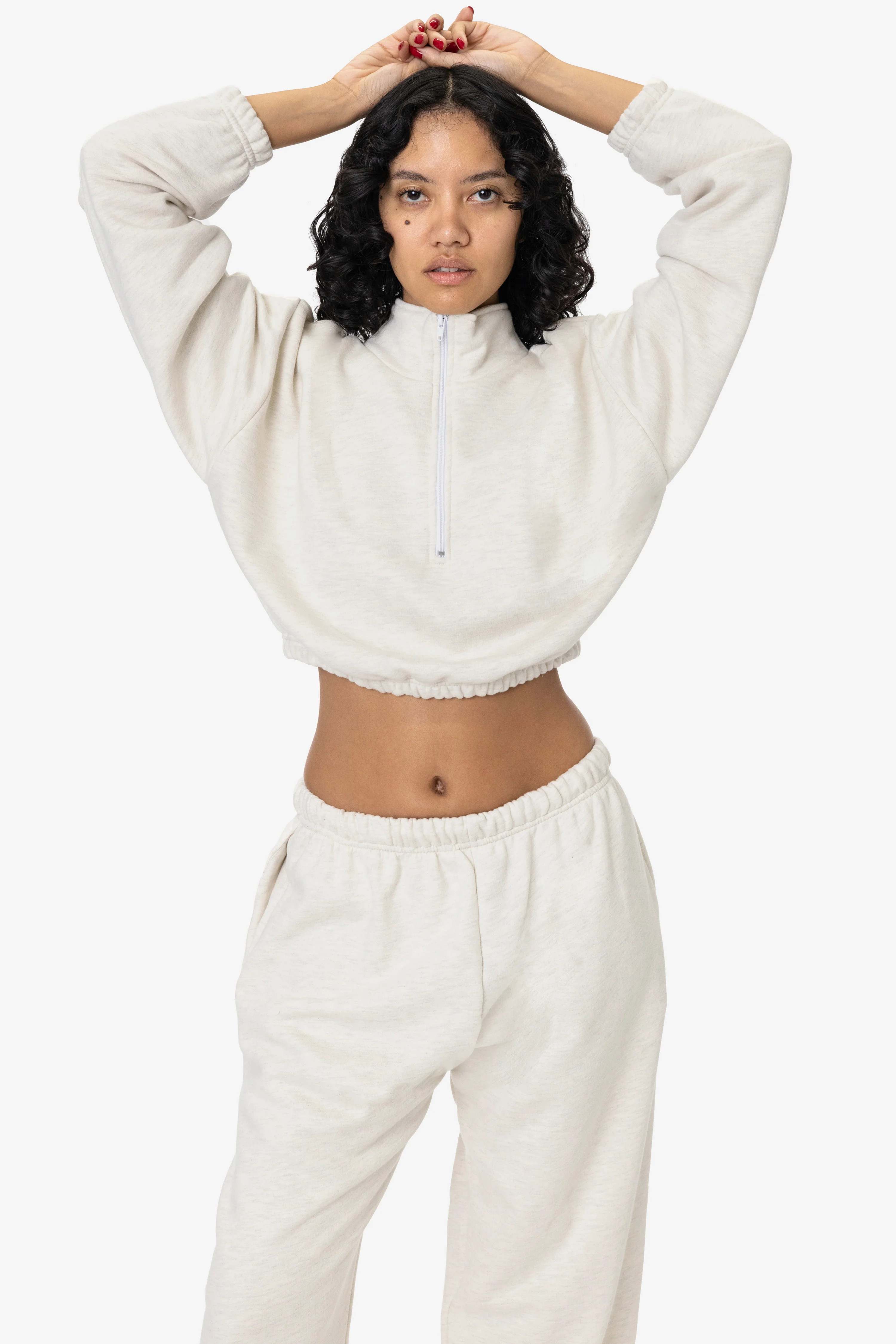 CF396 - Cotton Fleece Half Zip Cropped Pullover - Image 4