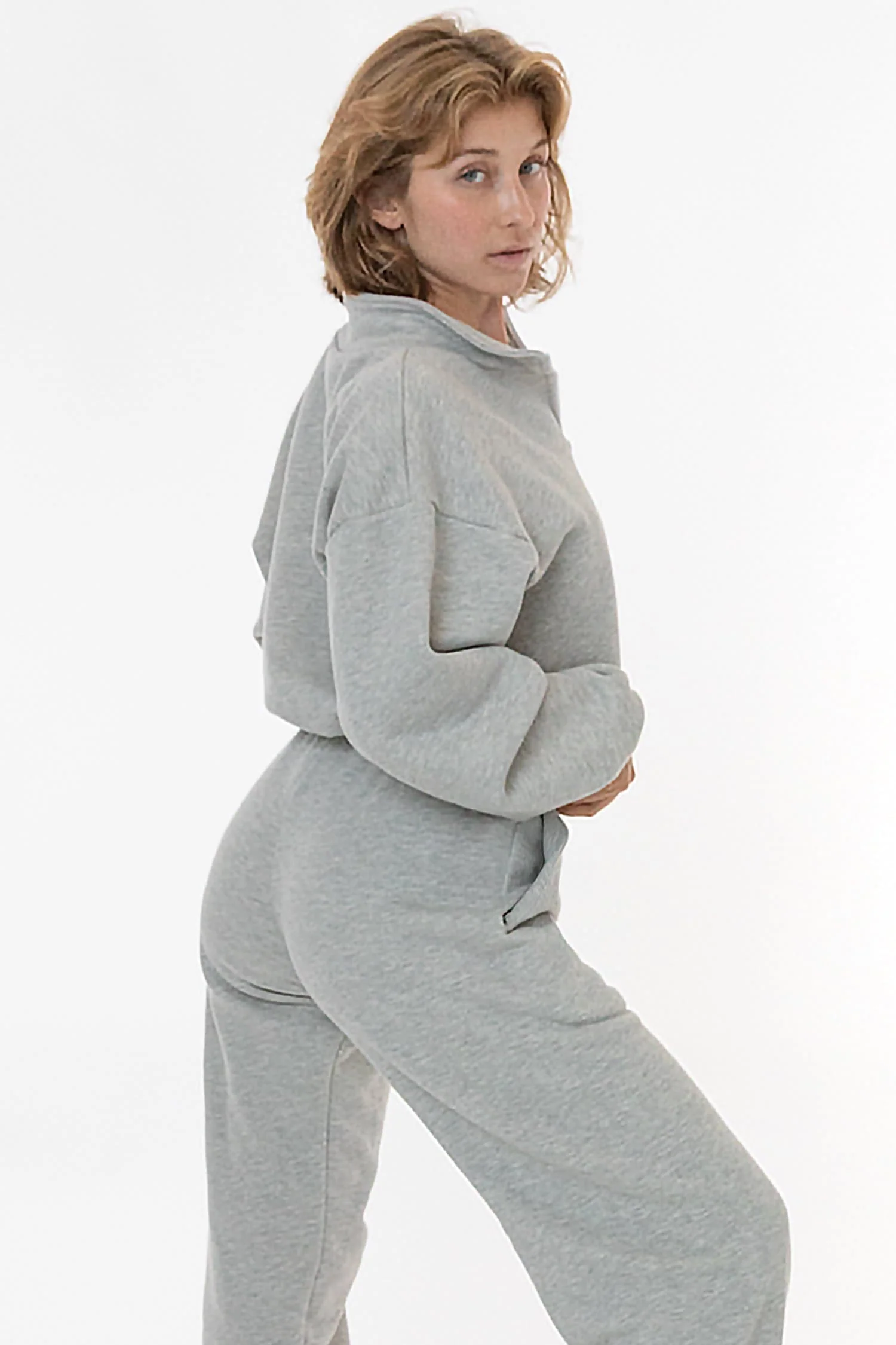 CF396 - Cotton Fleece Half Zip Cropped Pullover - Image 9