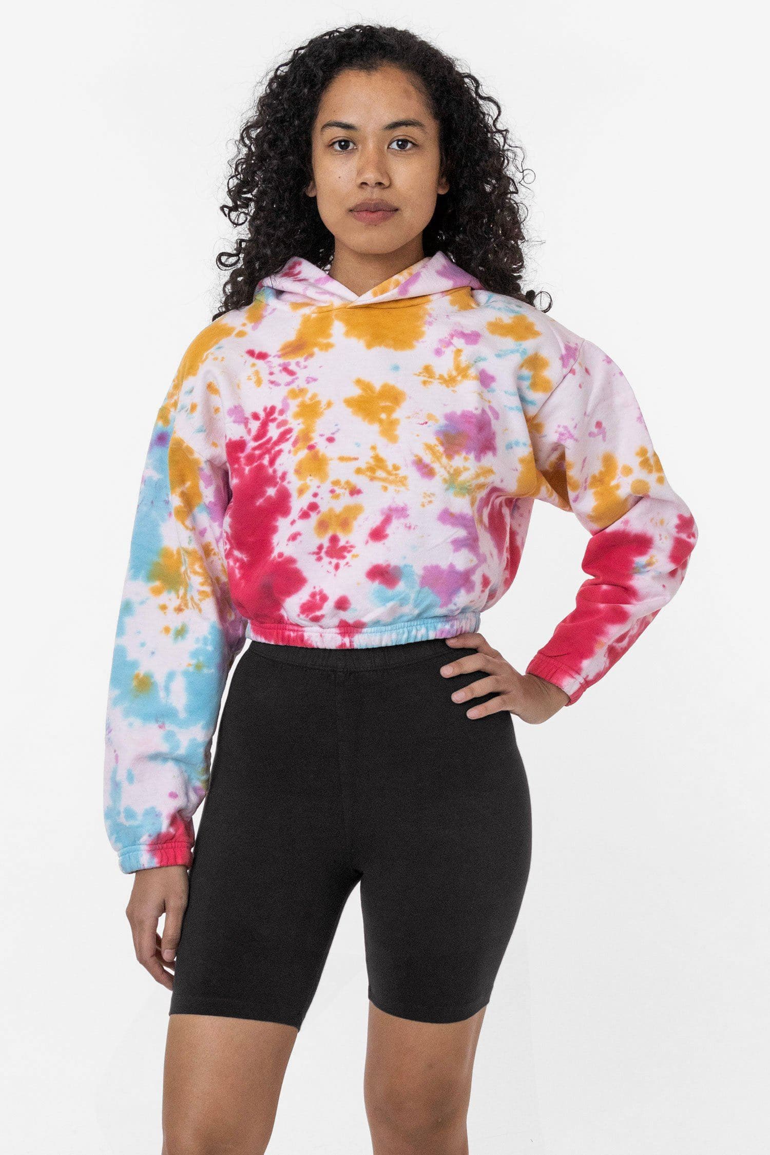CF399TD - Tie Dye Cropped Pullover Hoodie - Image 2
