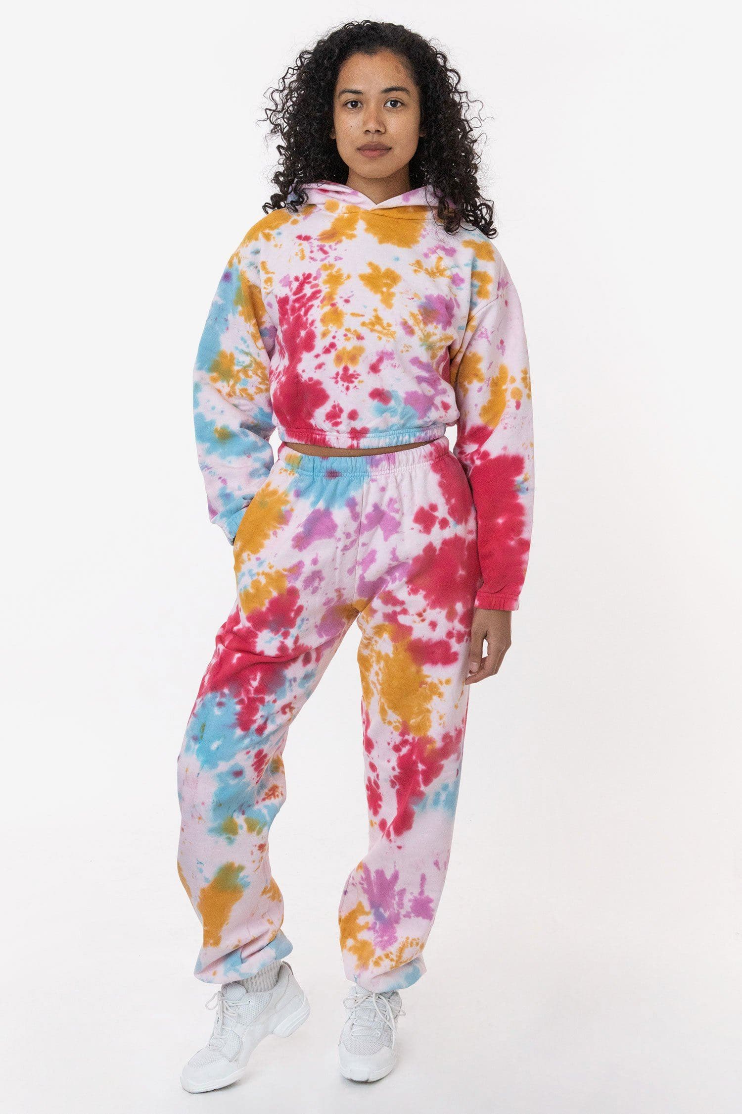 CF399TD - Tie Dye Cropped Pullover Hoodie - Image 3